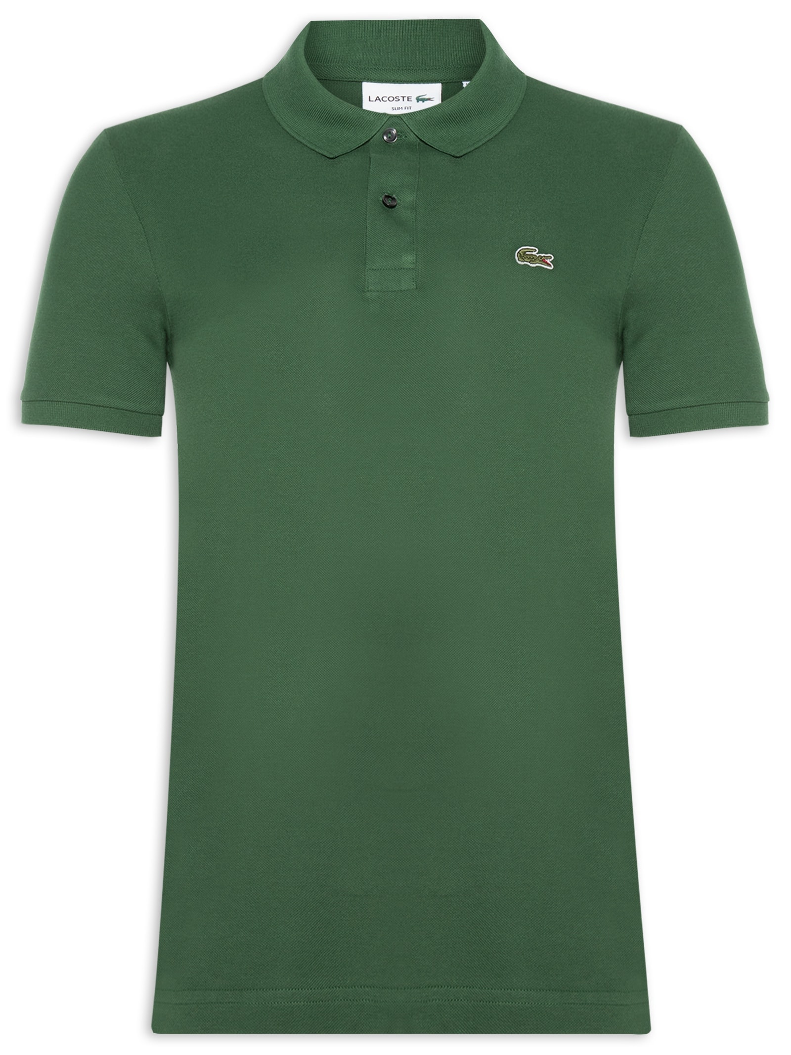 Polo Masculina Slim Fit Em Petit Piquet Verde  Lacoste