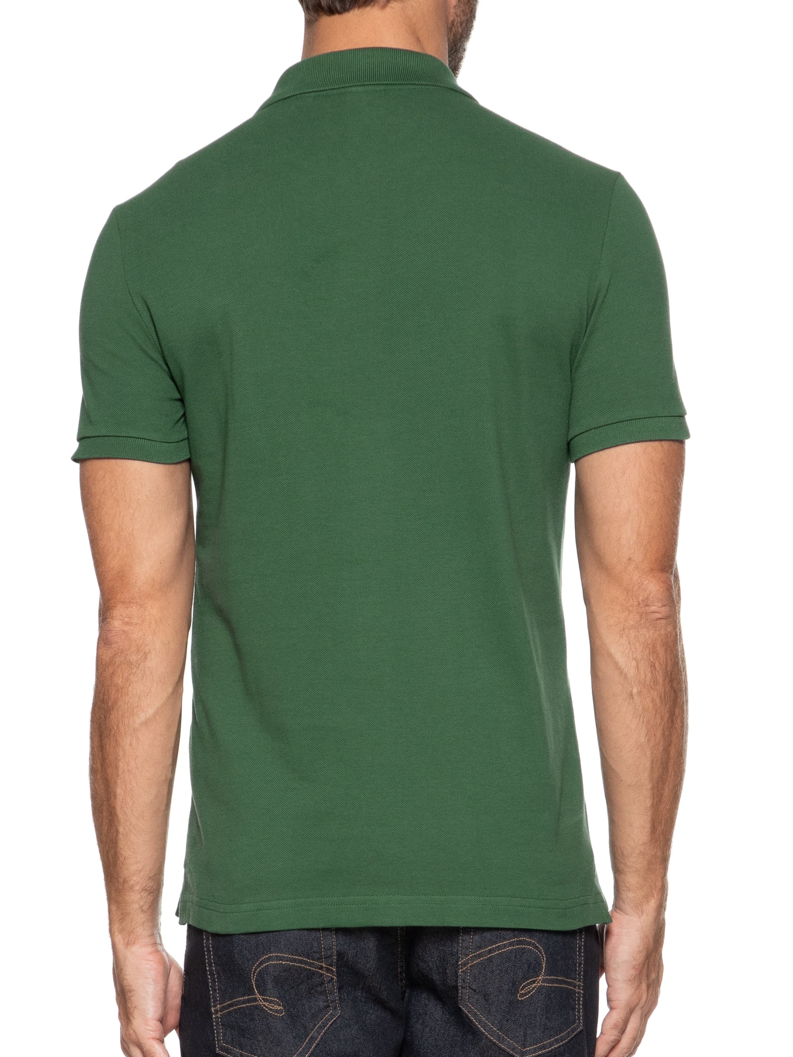 Polo Masculina Slim Fit Em Petit Piquet Verde  Lacoste