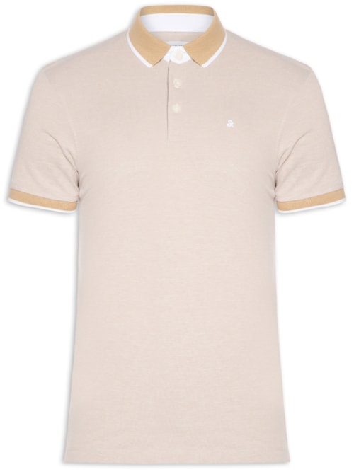Polo Masculina Slim Fit Em Piquet de Algodão Orgânico – Bege