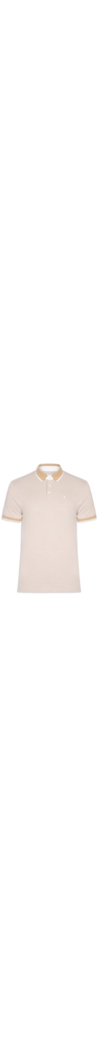 Polo Masculina Slim Fit Em Piquet de Algodão Orgânico - Bege