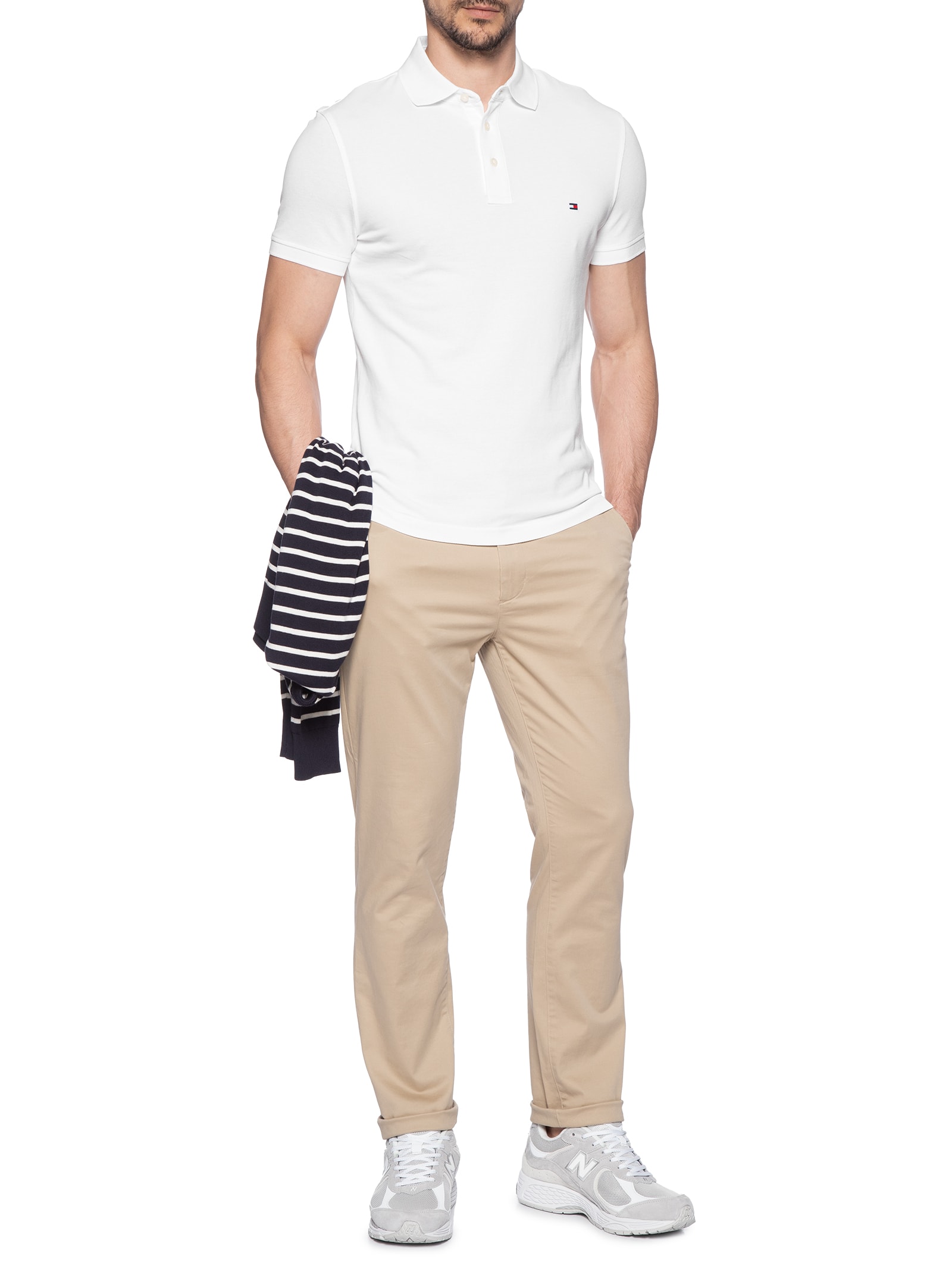 Polo Masculina Slim Fit Im 1985 Branco Tommy Hilfiger