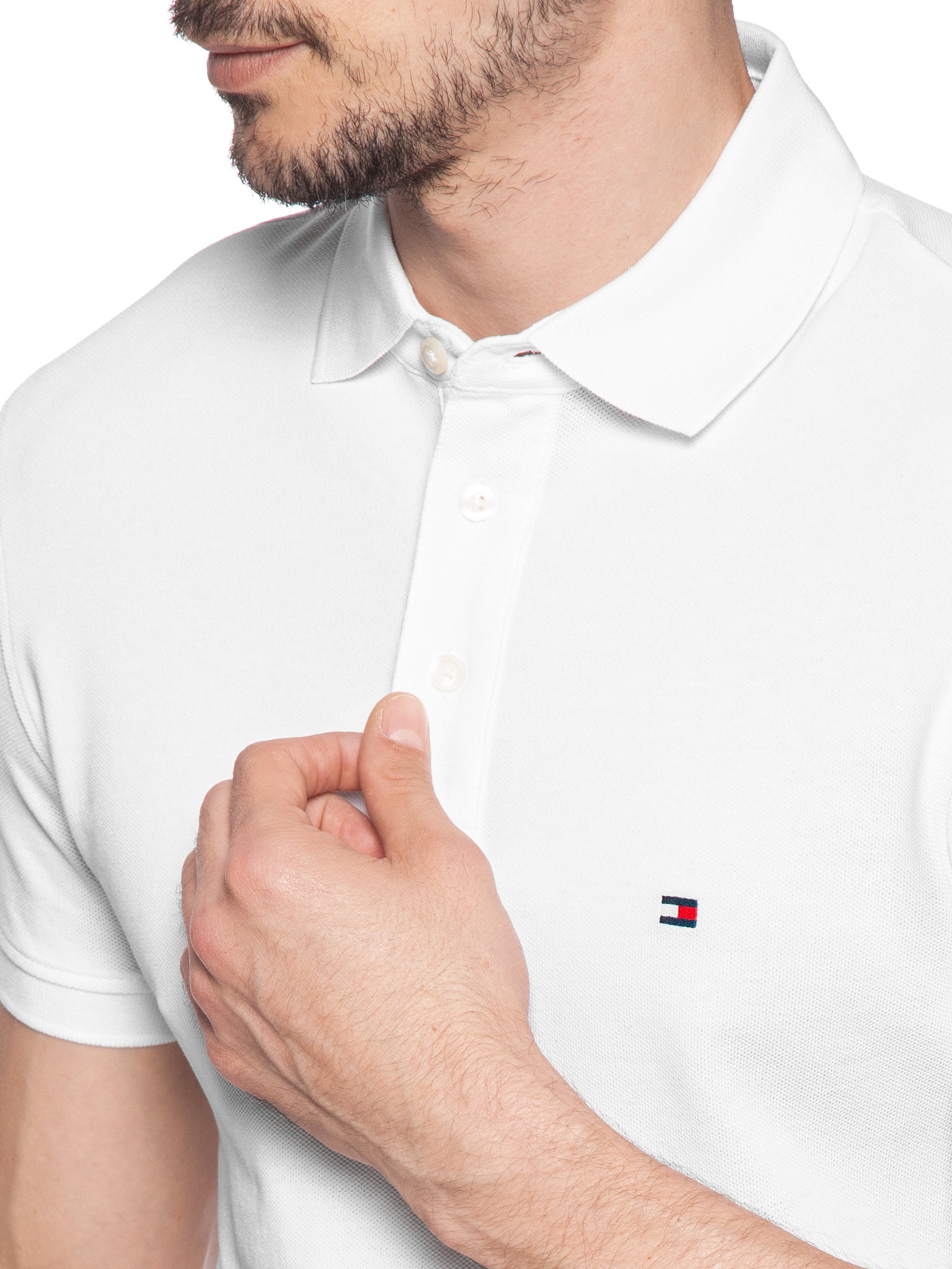 Polo Masculina Slim Fit Im 1985 Branco Tommy Hilfiger