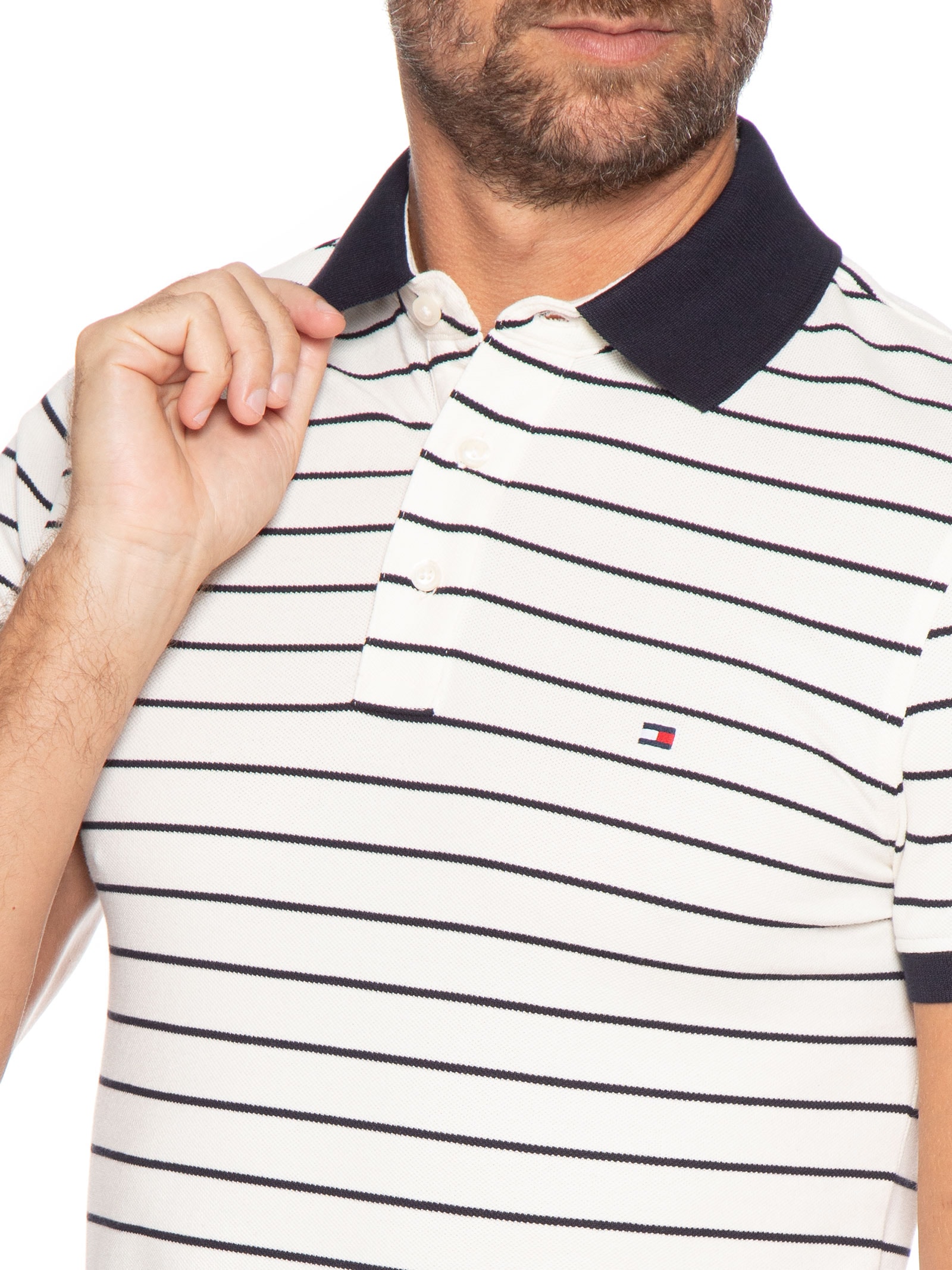 Polo Masculina Slim Fit Im 1985 Branco Tommy Hilfiger