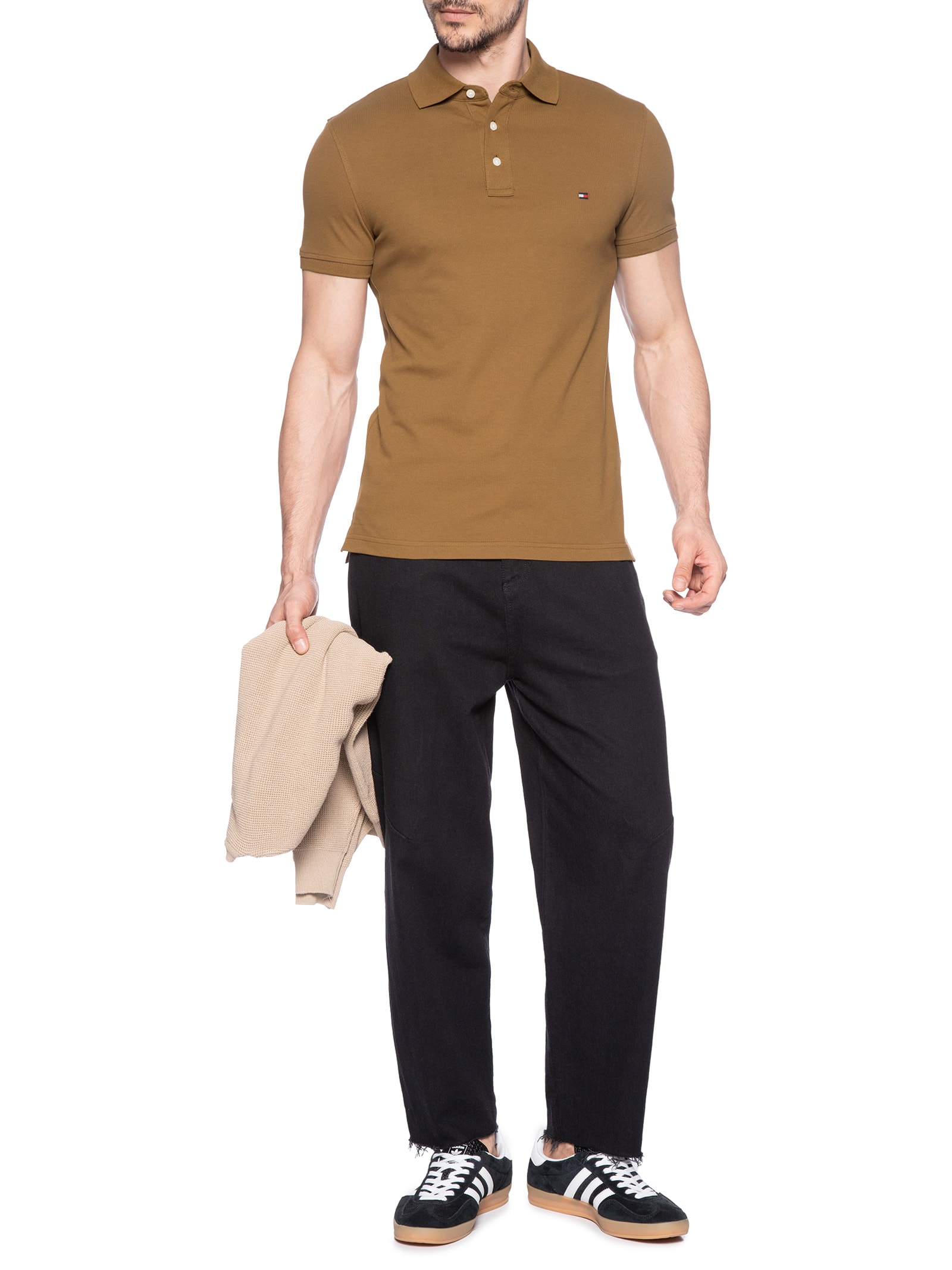 Polo Masculina Slim Fit Im 1985 Marrom Tommy Hilfiger