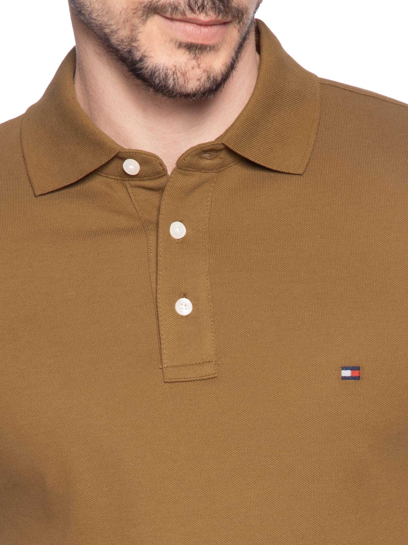 Polo Masculina Slim Fit Im 1985 Marrom Tommy Hilfiger