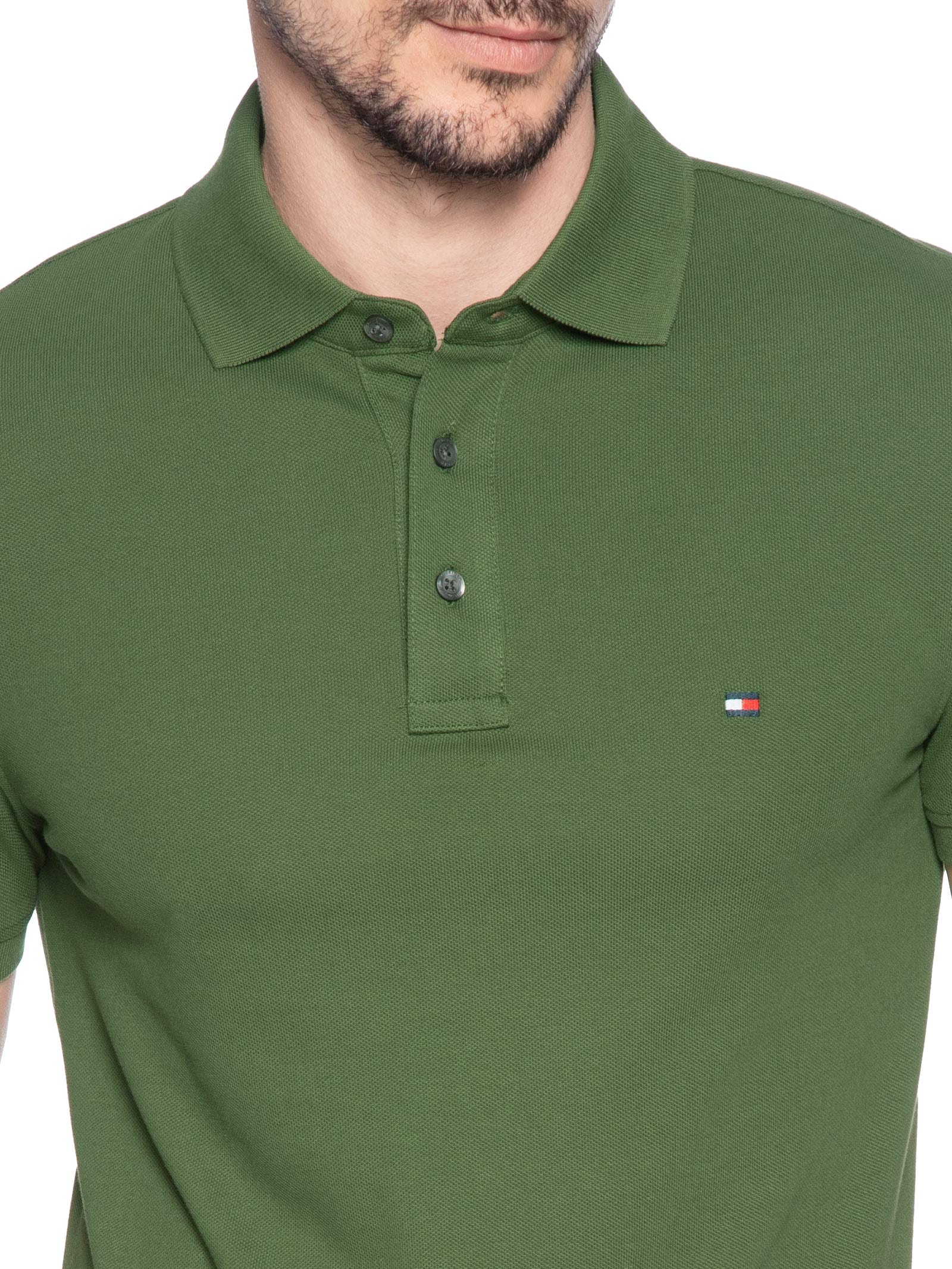Polo Masculina Slim Fit Im 1985 Verde Tommy Hilfiger