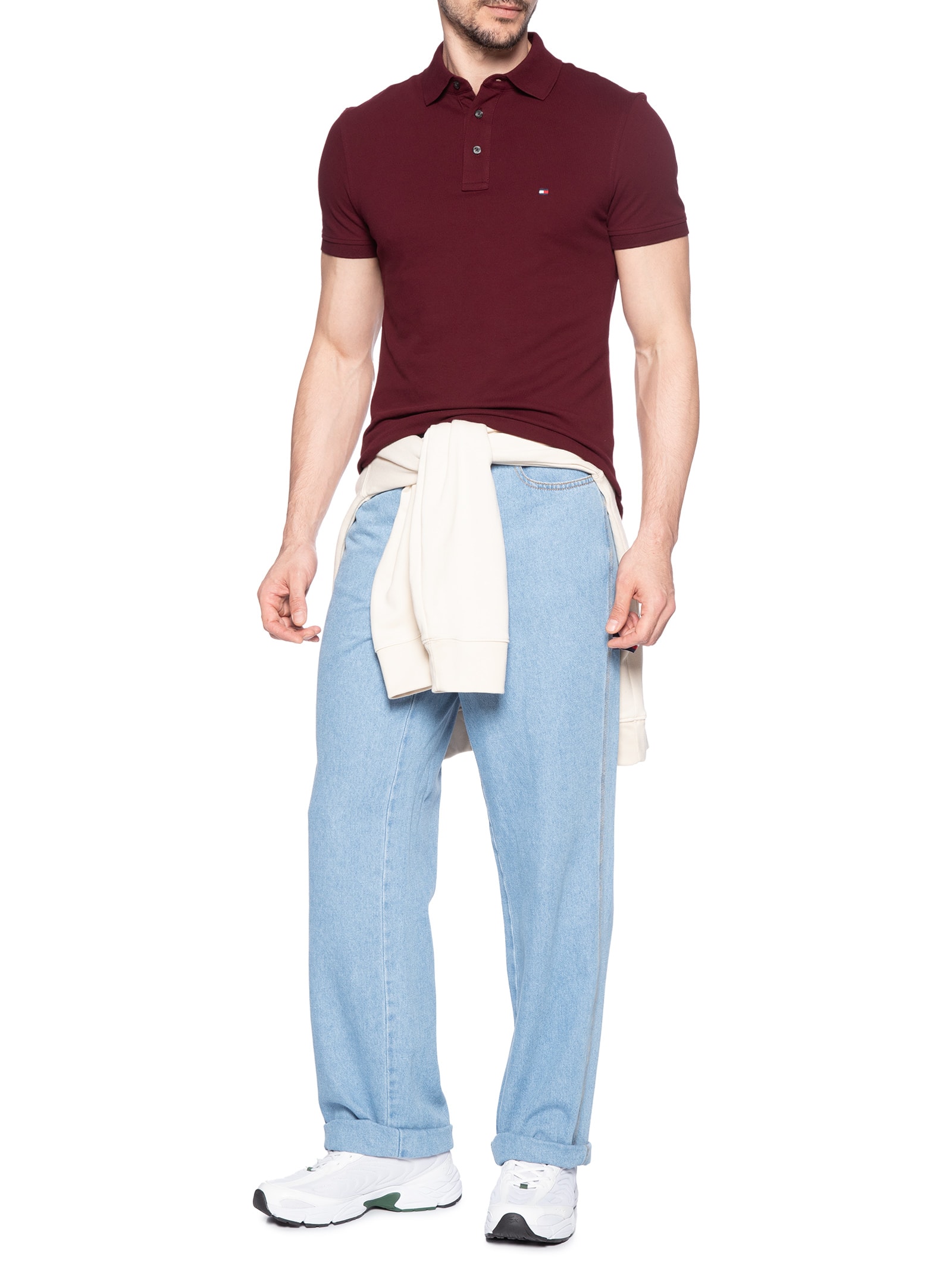 Polo Masculina Slim Fit Im 1985 Vinho Tommy Hilfiger