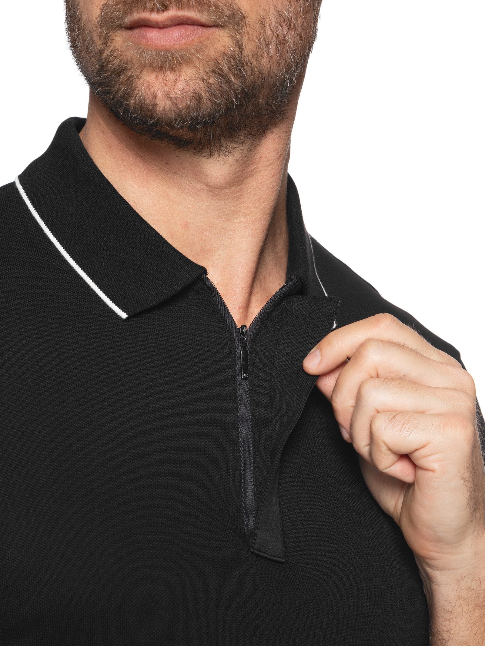 Armani Exchange - Polo Masculina Slim Fit Jersey - Preto