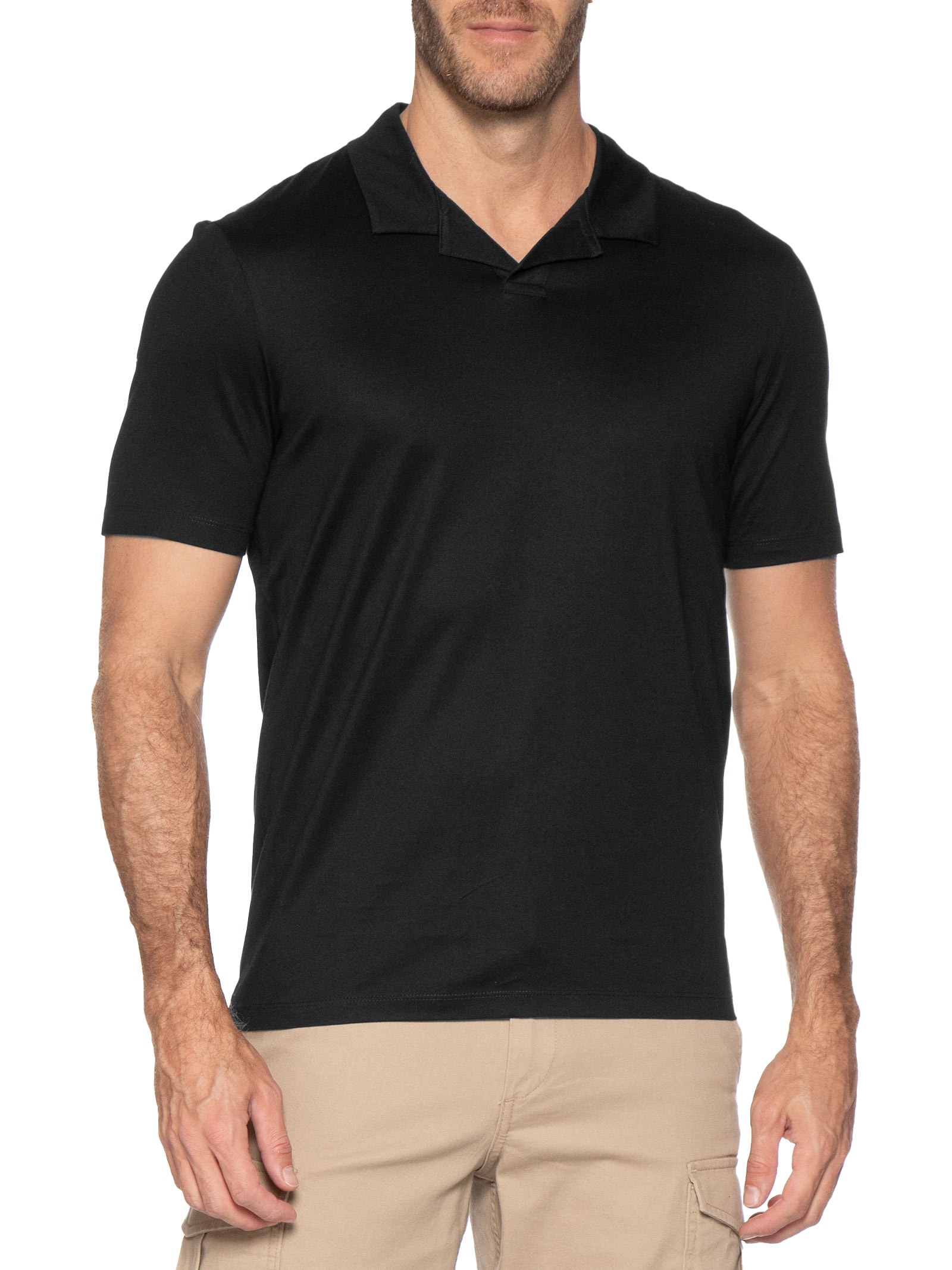 Polo Masculina Slim-Fit Johnny Collar Dimerspolo Preto Hugo