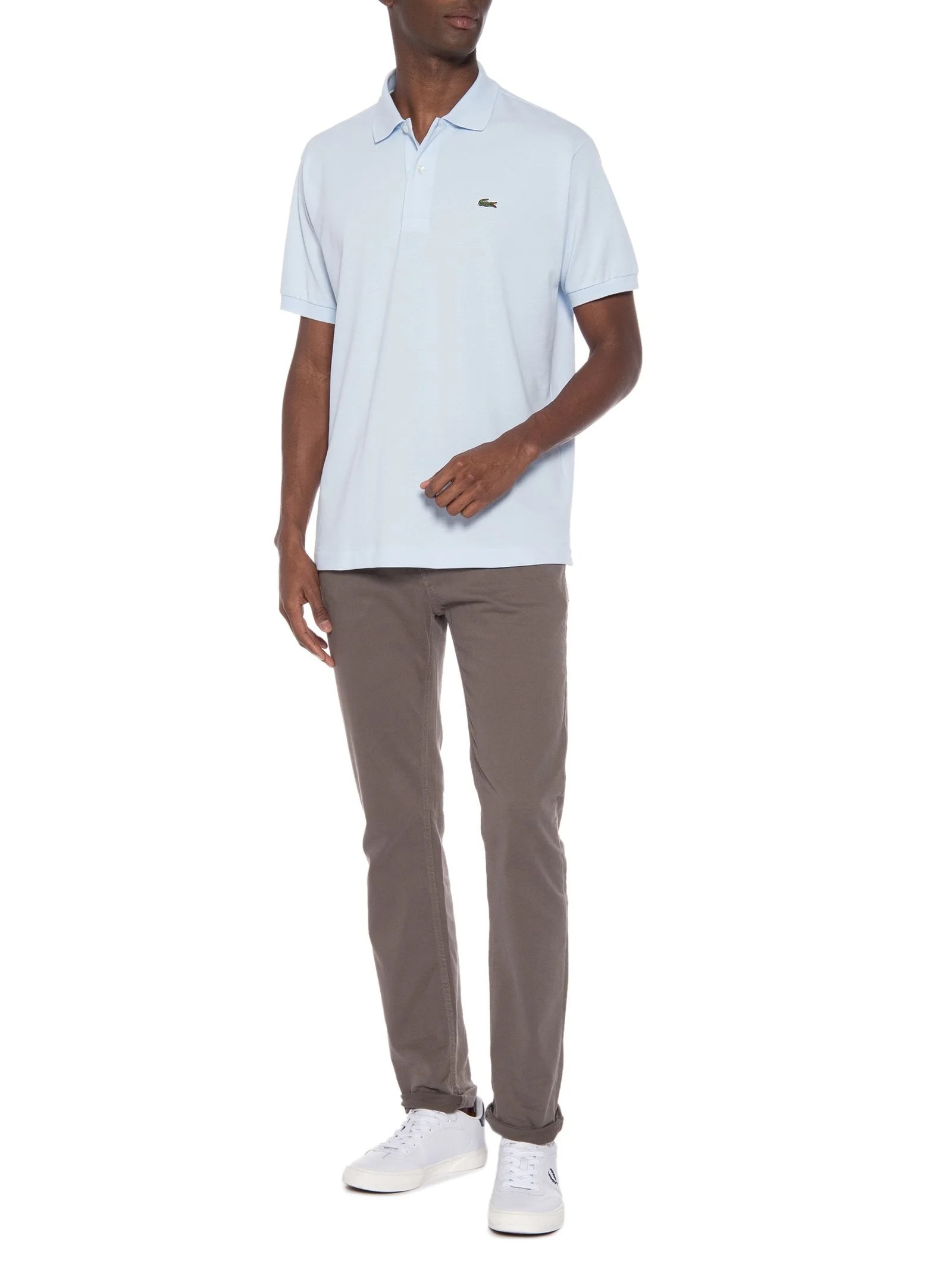 Polo Masculina Slim Fit L.12.12 Em Piquet De Algodão Azul Lacoste