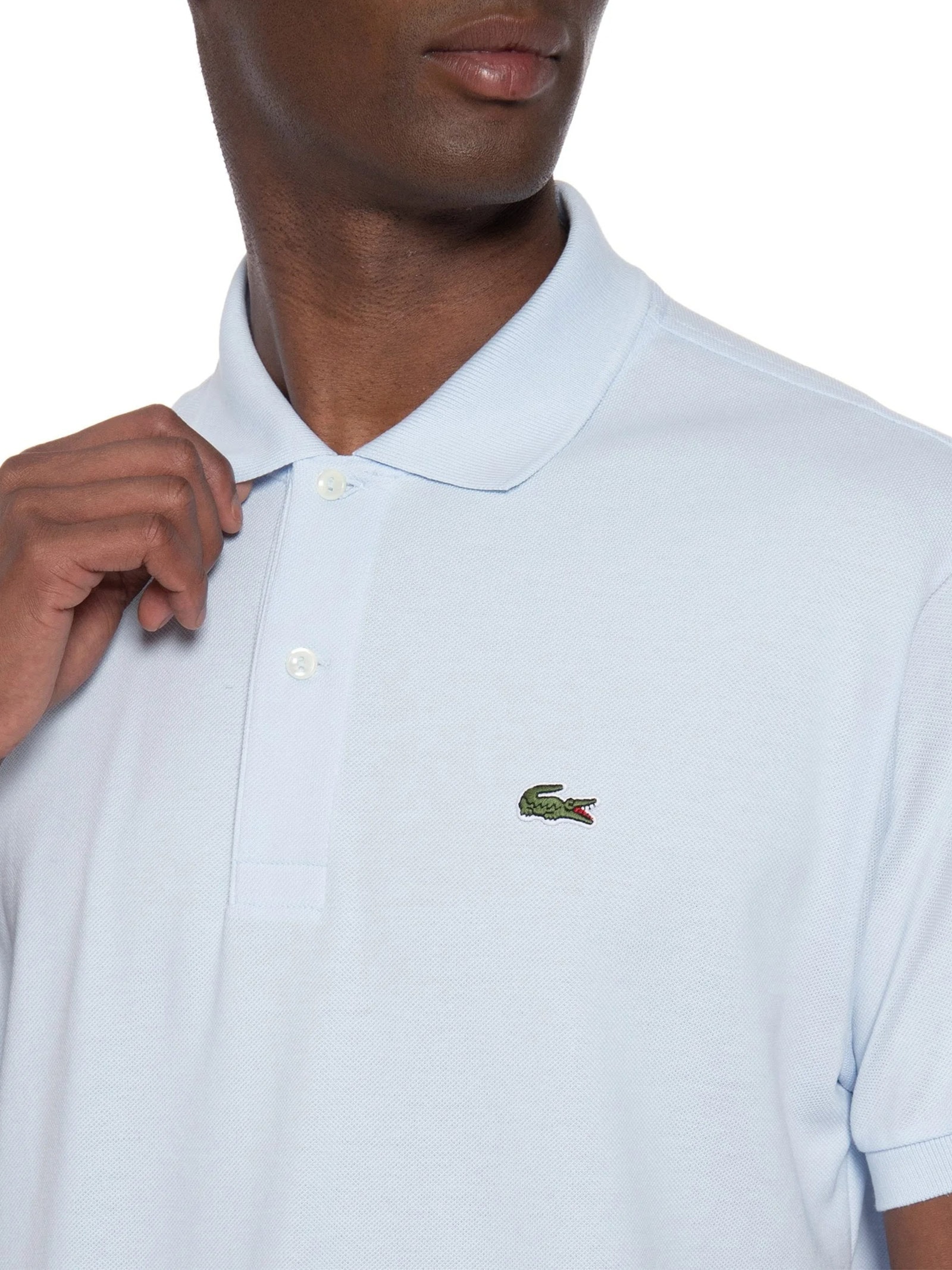Polo Masculina Slim Fit L.12.12 Em Piquet De Algodão Azul Lacoste