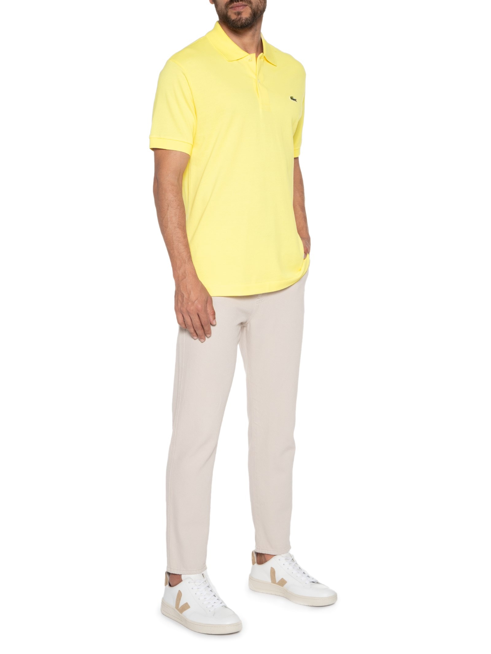 Polo Masculina Slim Fit L.12.12 Em Piquet De Algodão Azul Lacoste