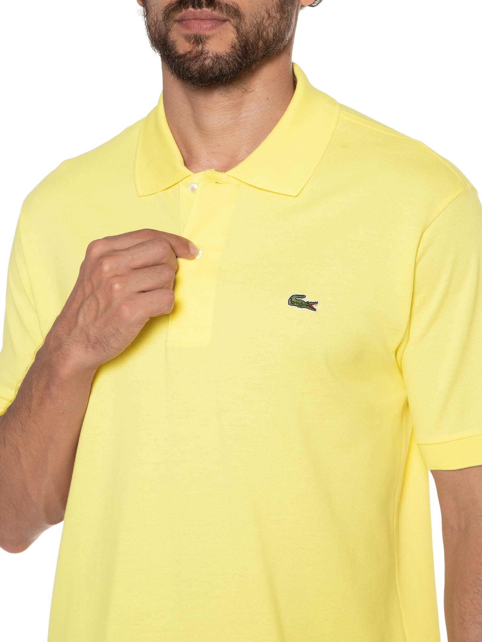 Polo Masculina Slim Fit L.12.12 Em Piquet De Algodão Azul Lacoste