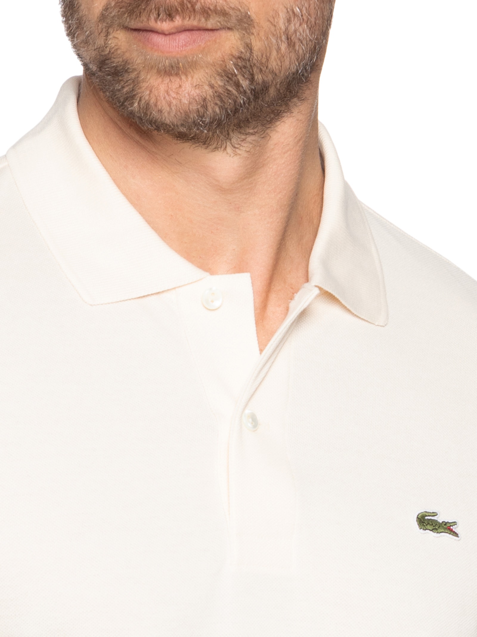 Polo Masculina Slim Fit L.12.12 Em Piquet De Algodão Bege Lacoste