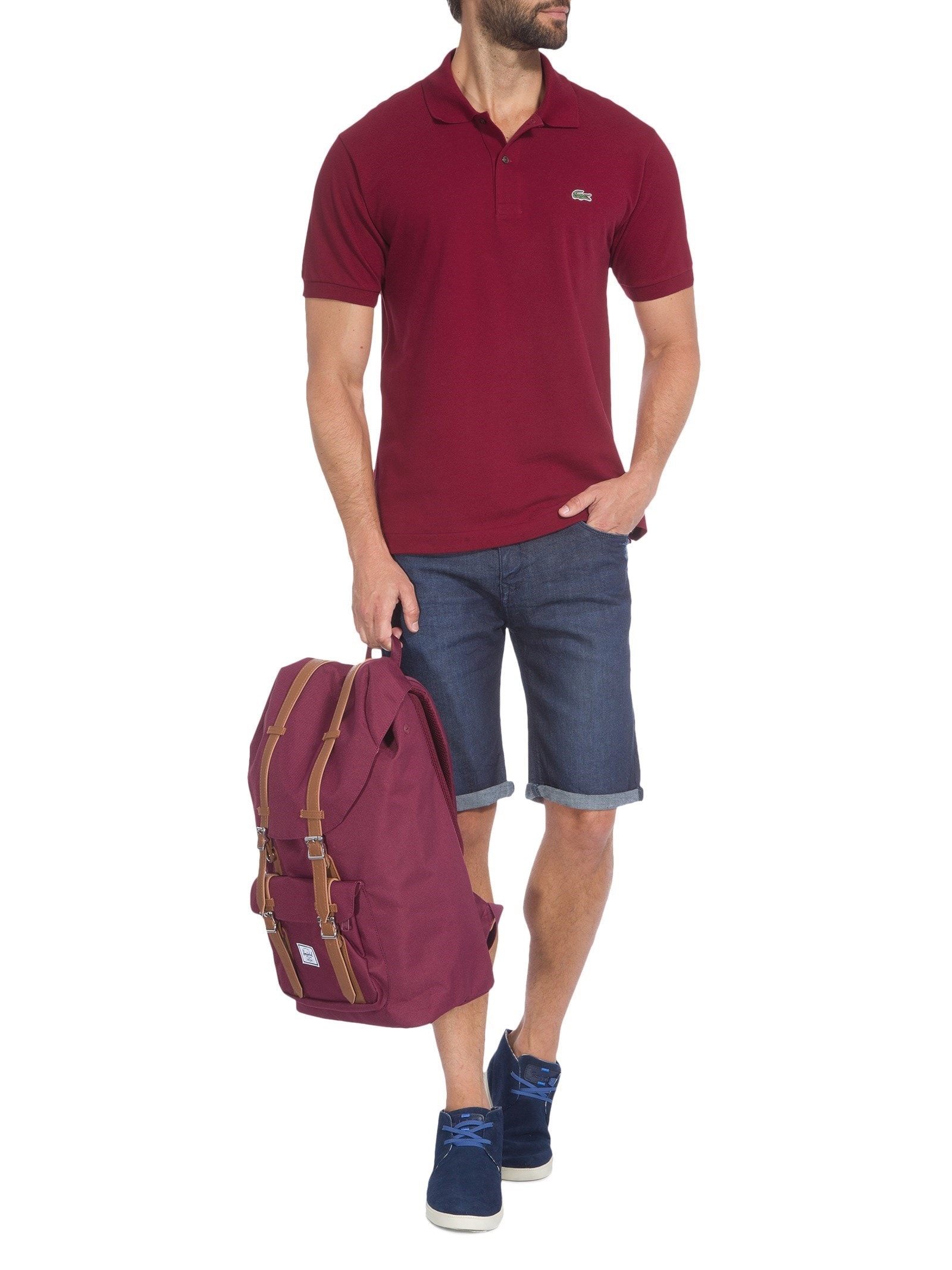 Polo Masculina Slim Fit L.12.12 Em Piquet De Algodão Vinho Lacoste