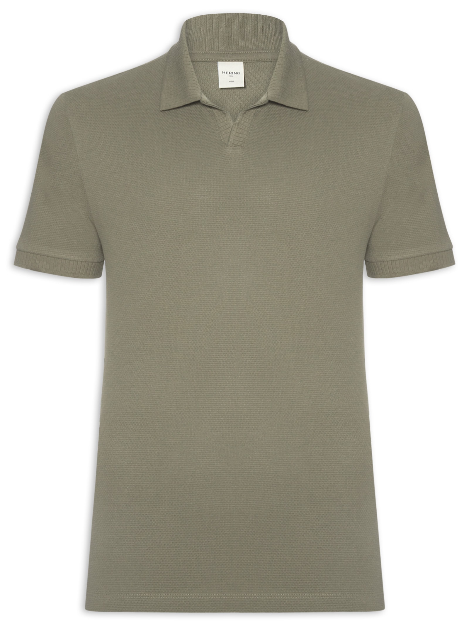 Polo Masculina Slim Fit Malha Texturizada Verde Hering