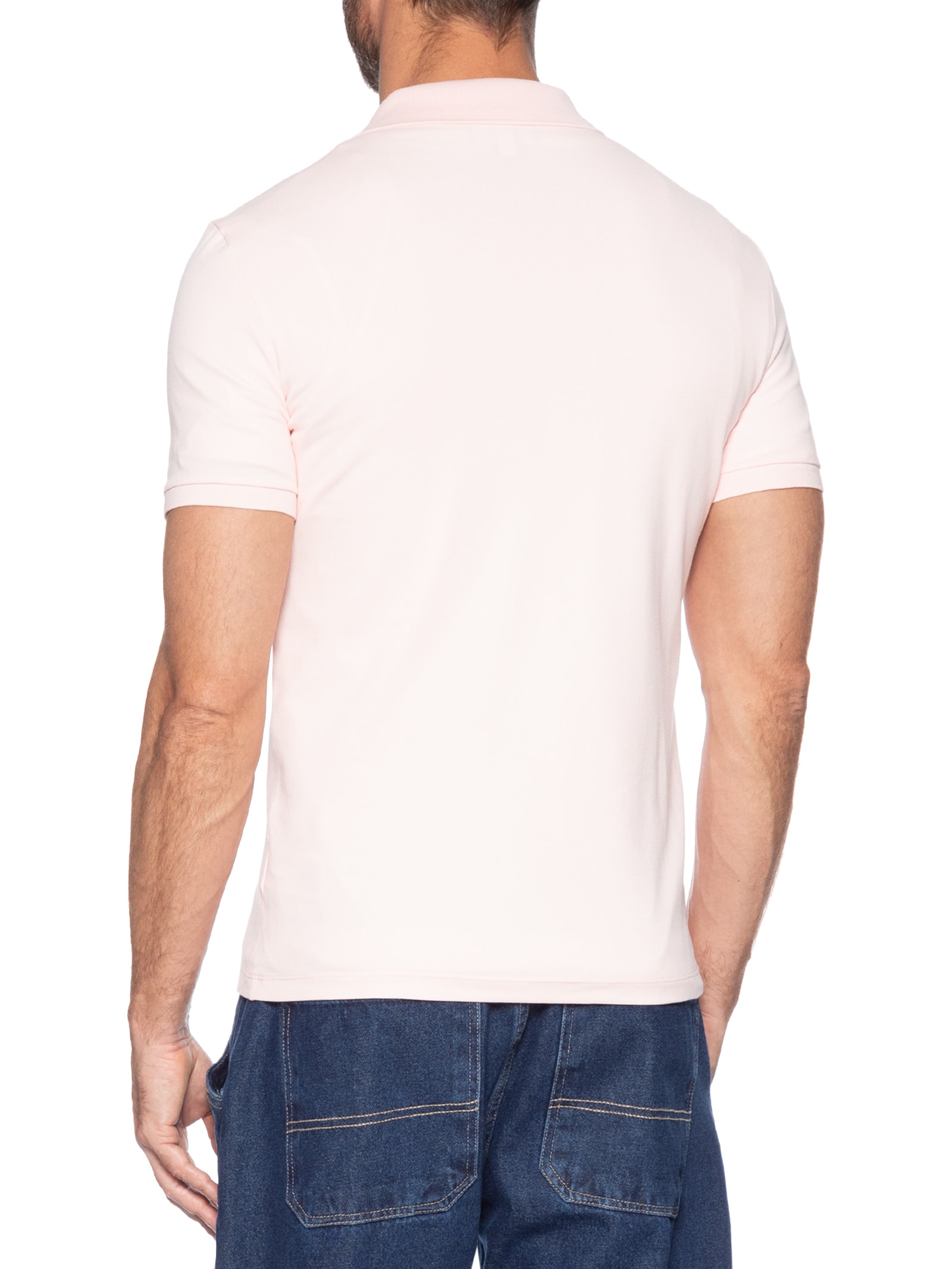 Polo Masculina Slim Fit Mini Piquet Stretch Rosa Lacoste