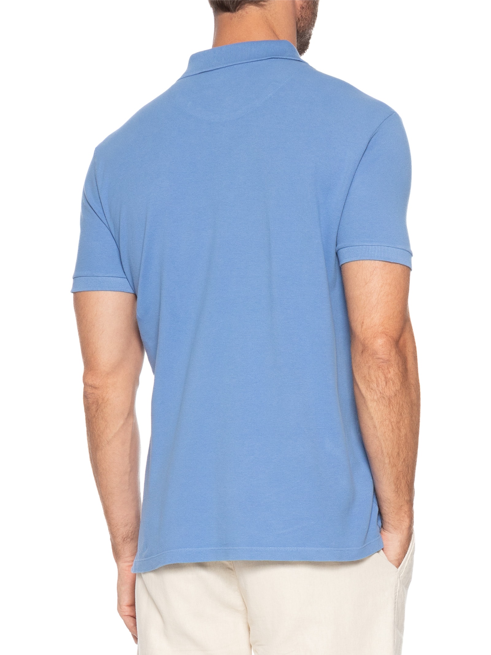Polo Masculina Slim Fit Summer Em Piquet Azul Pineapple