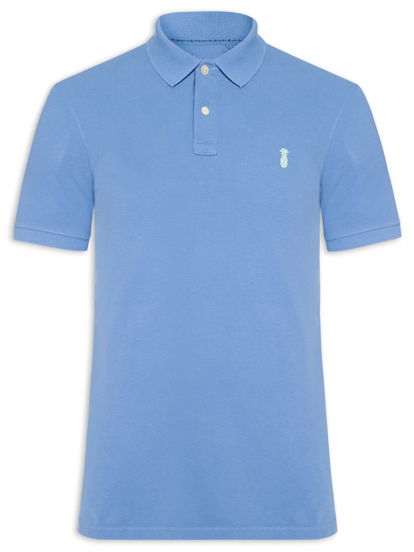 Polo Masculina Slim Fit Summer Em Piquet Azul Pineapple
