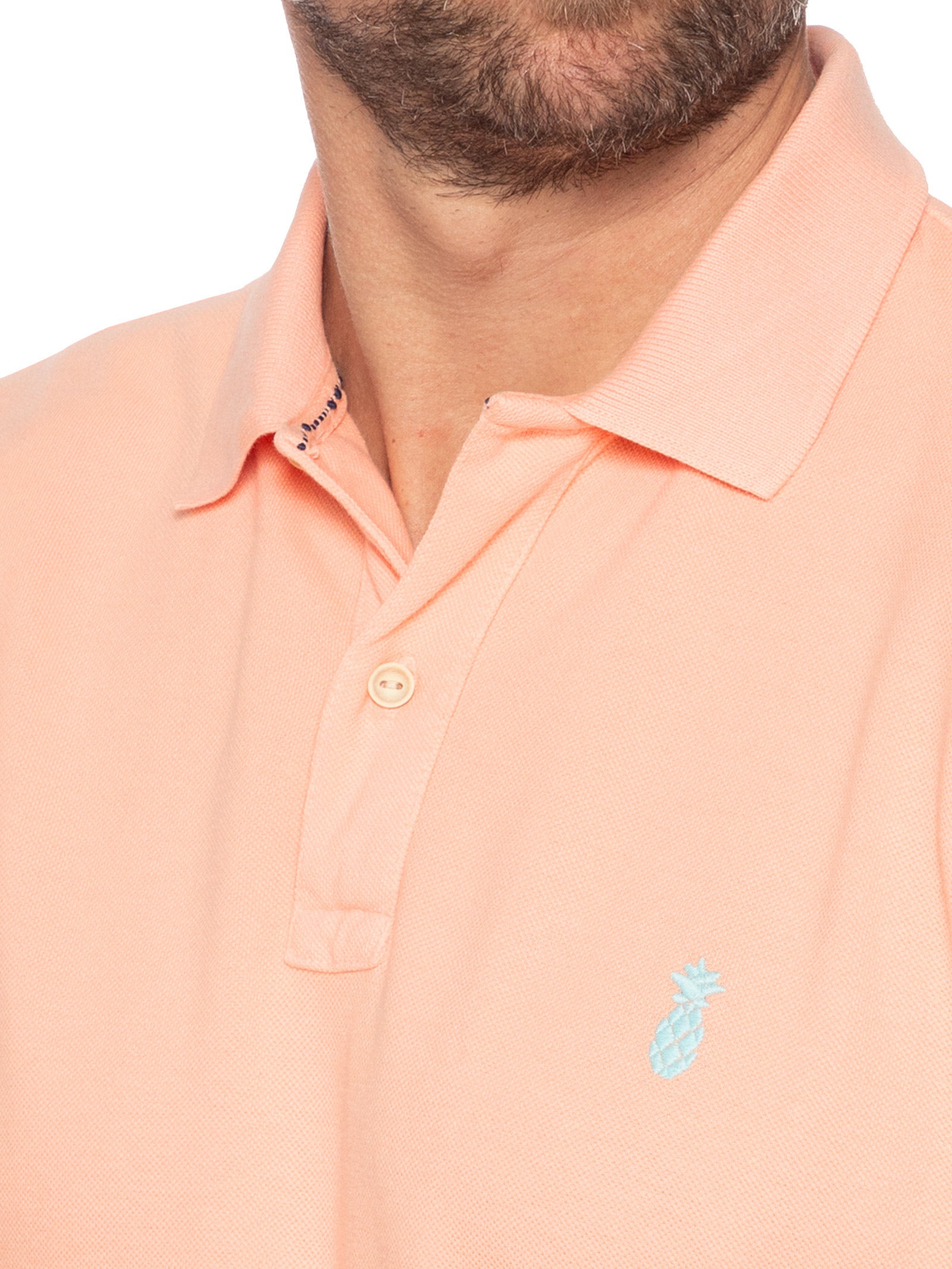 Polo Masculina Slim Fit Summer Em Piquet Laranja Pineapple