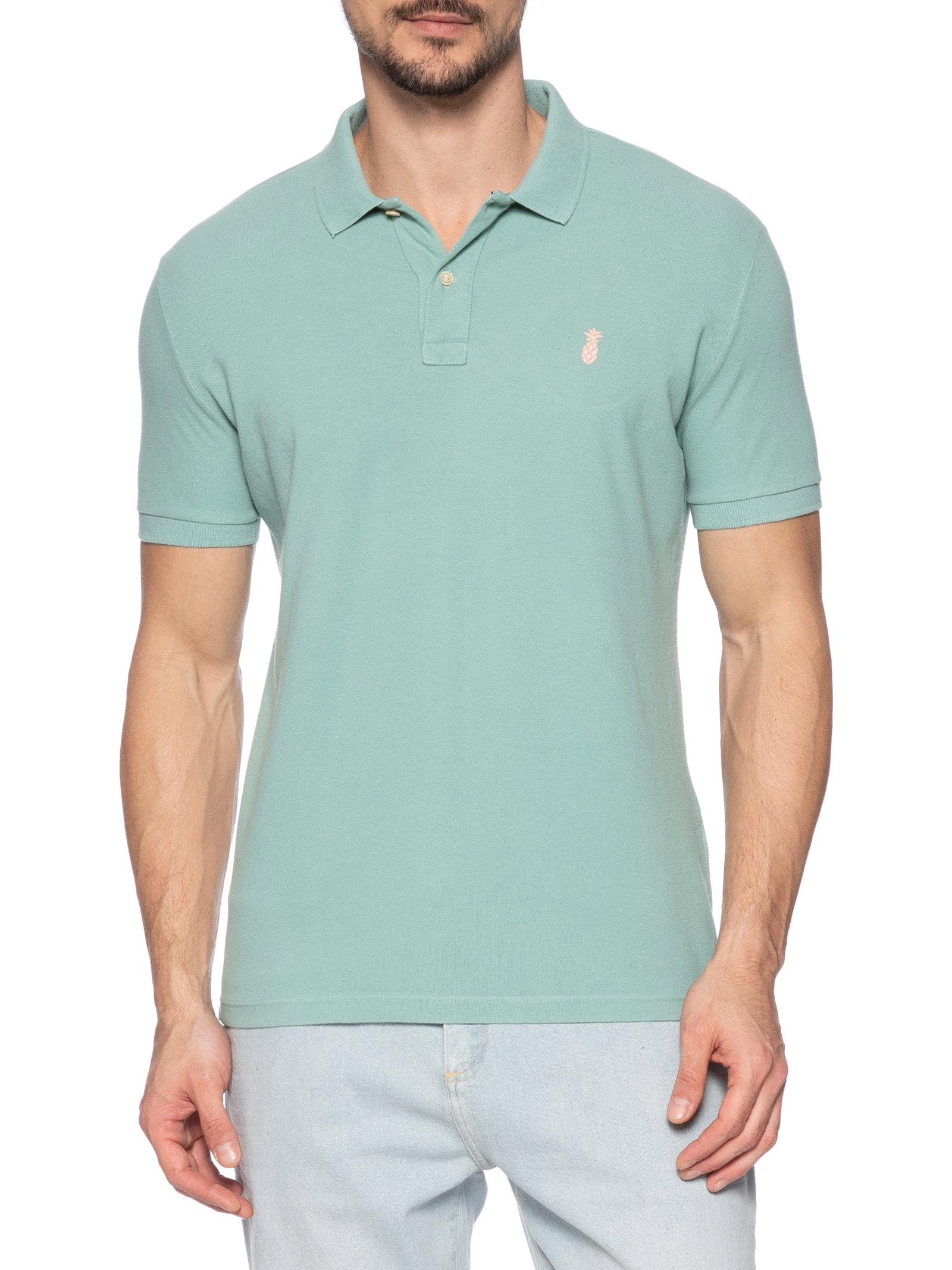 Polo Masculina Slim Fit Summer Em Piquet Verde Pineapple
