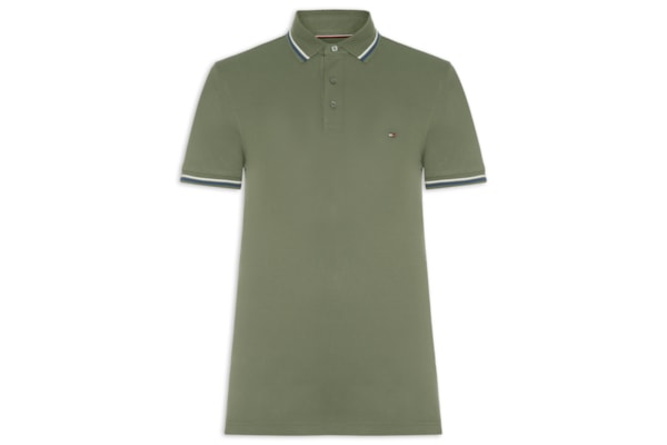 Polo Masculina Slim Fit Tipped Com Friso - Verde