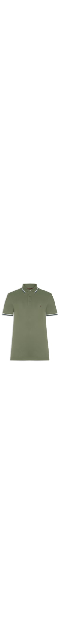 Polo Masculina Slim Fit Tipped Com Friso - Verde