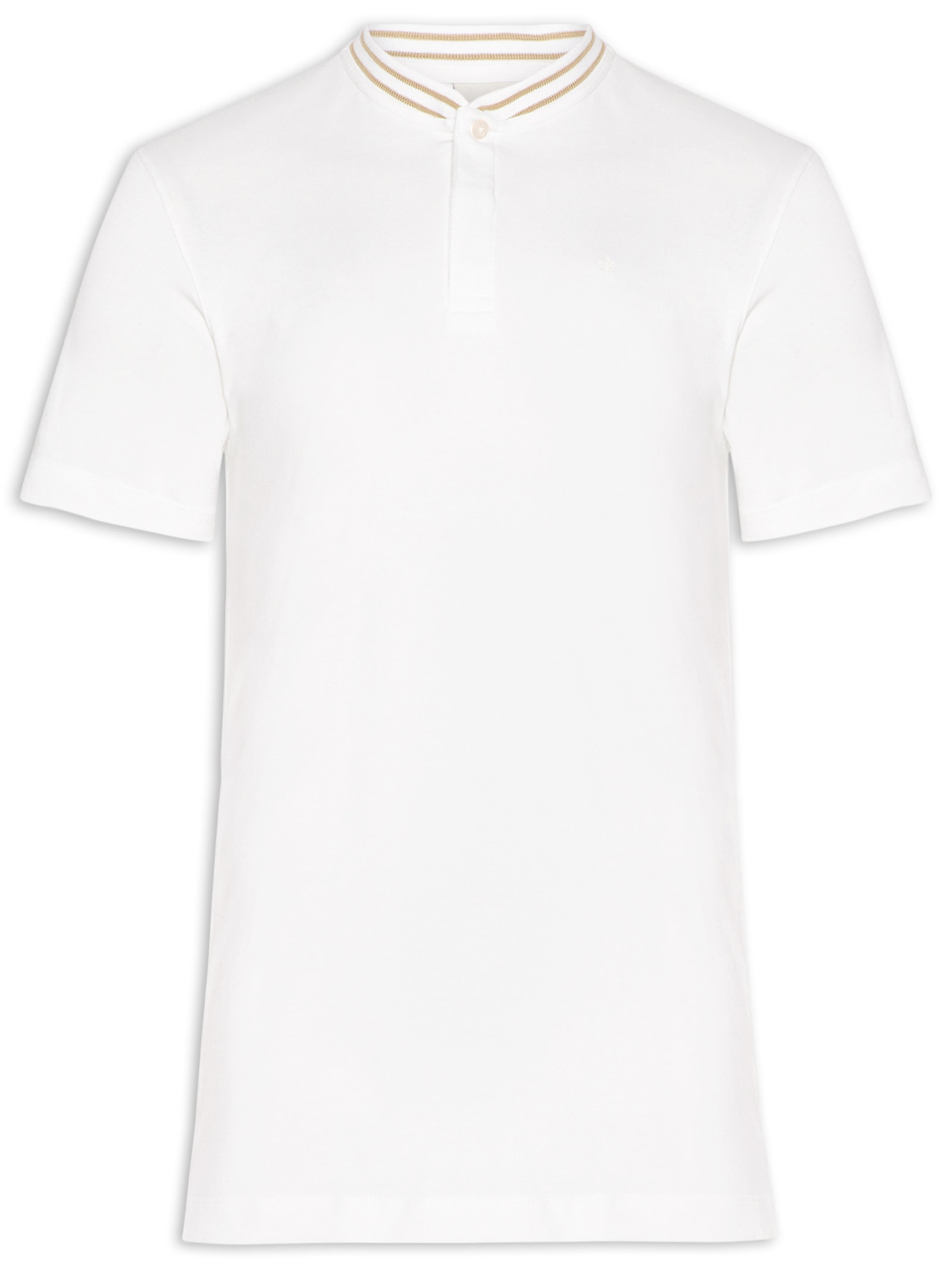 Polo Masculina Slim Gola Portuguesa Off White Calvin Klein - White Label