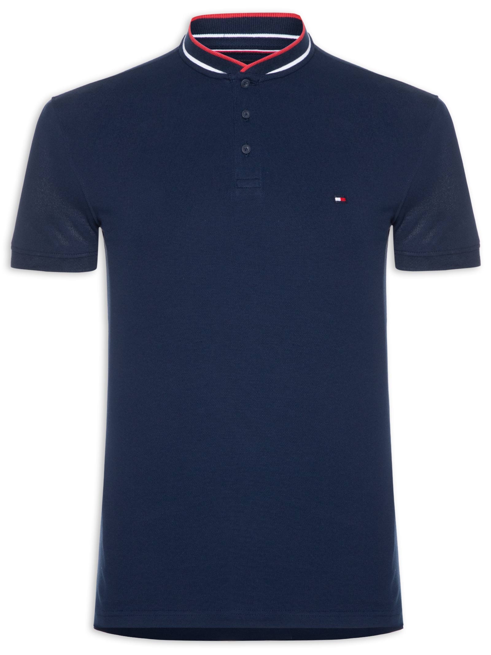 Polo Masculina Slim Gola Portuguesa – Azul Tommy Hilfiger
