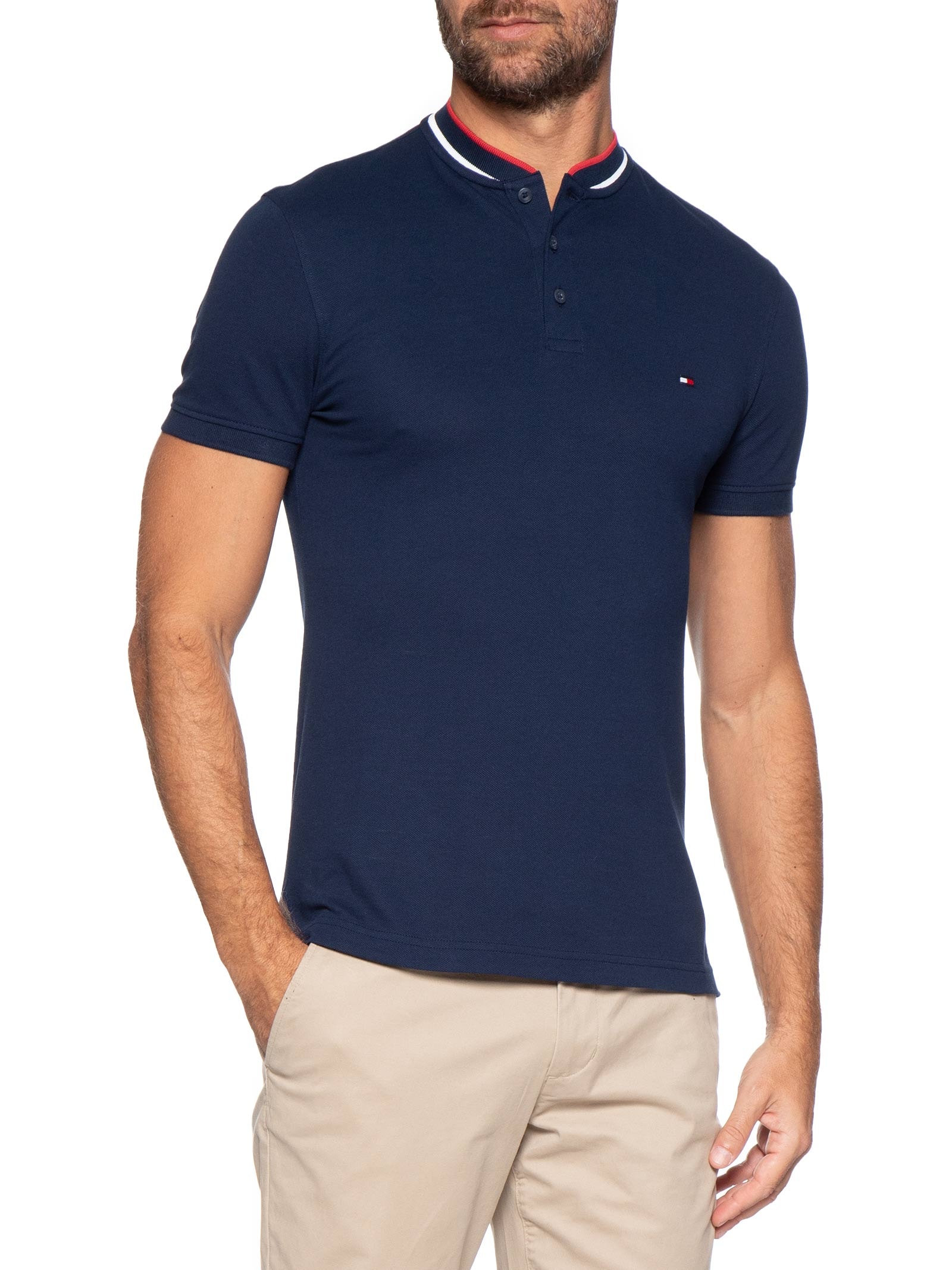 Polo Masculina Slim Gola Portuguesa – Azul Tommy Hilfiger