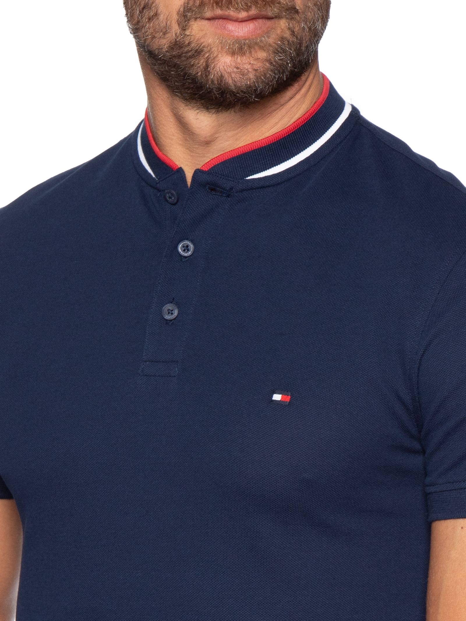 Polo Masculina Slim Gola Portuguesa – Azul Tommy Hilfiger