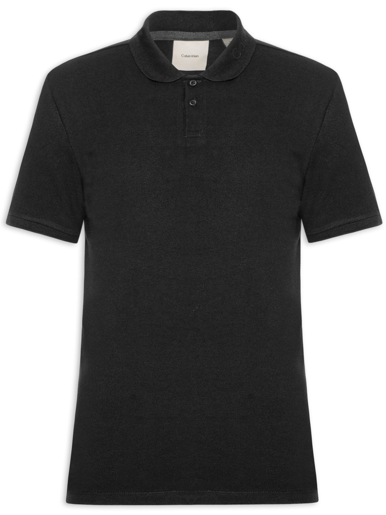 Polo Masculina Slim Logo Gola Preto Calvin Klein