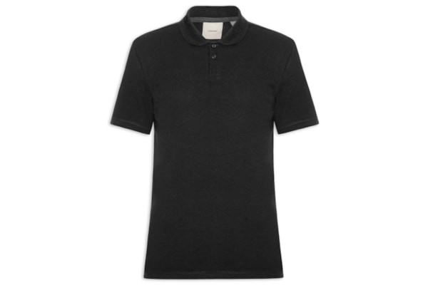 Polo Masculina Slim Logo Gola - Preto