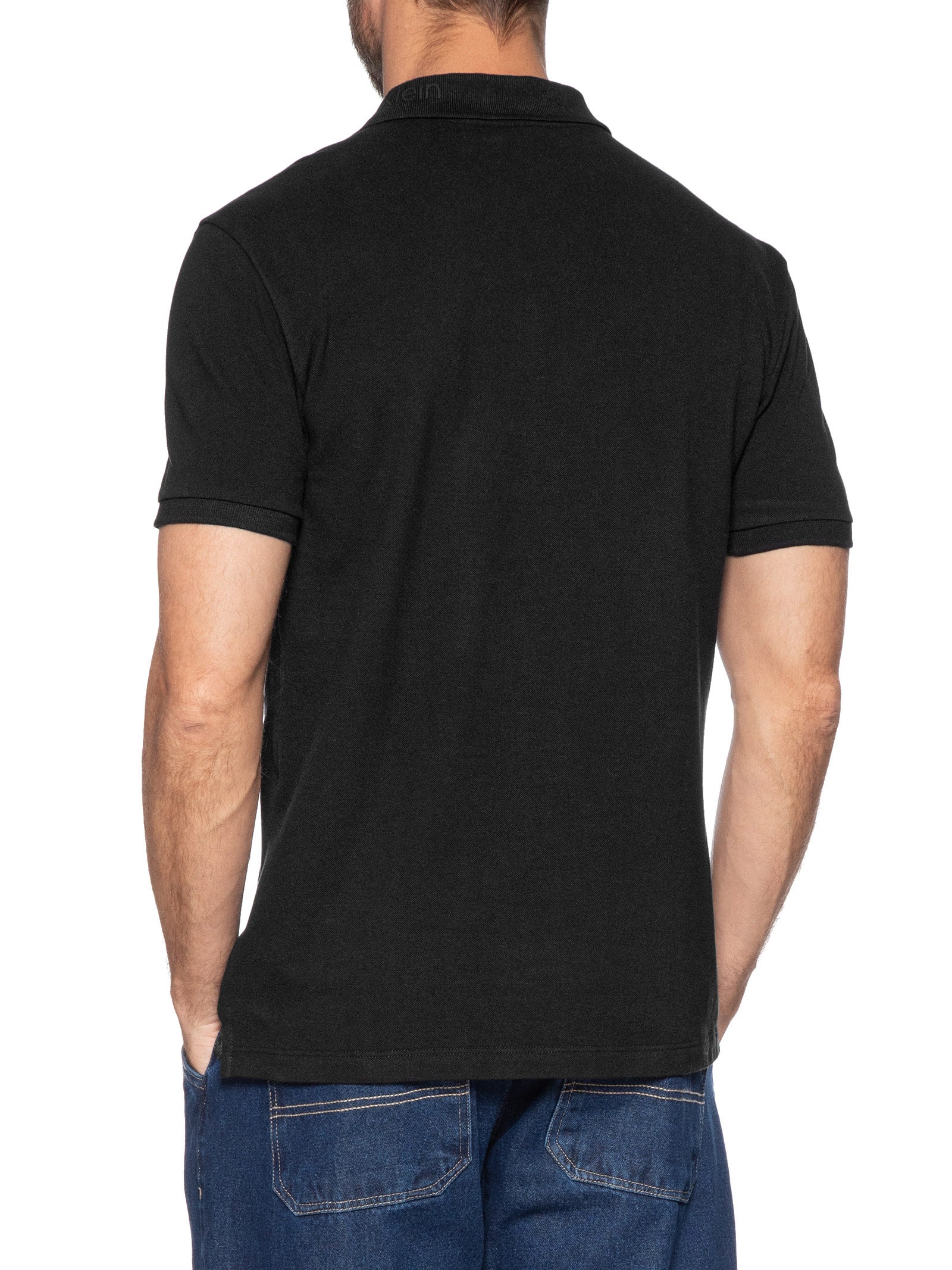 Polo Masculina Slim Logo Gola Preto Calvin Klein