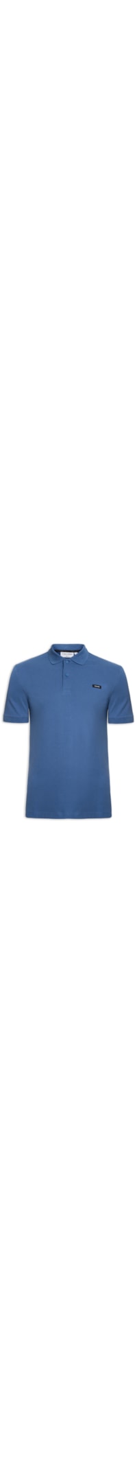 Polo Masculina Slim Manga Curta Em Piquet - Azul