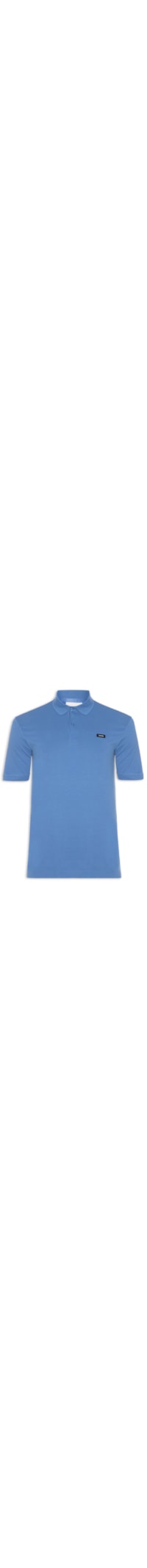 Polo Masculina Slim Manga Curta Em Piquet - Azul