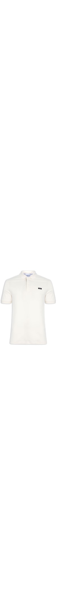 Polo Masculina Slim Manga Curta Em Piquet - Off White