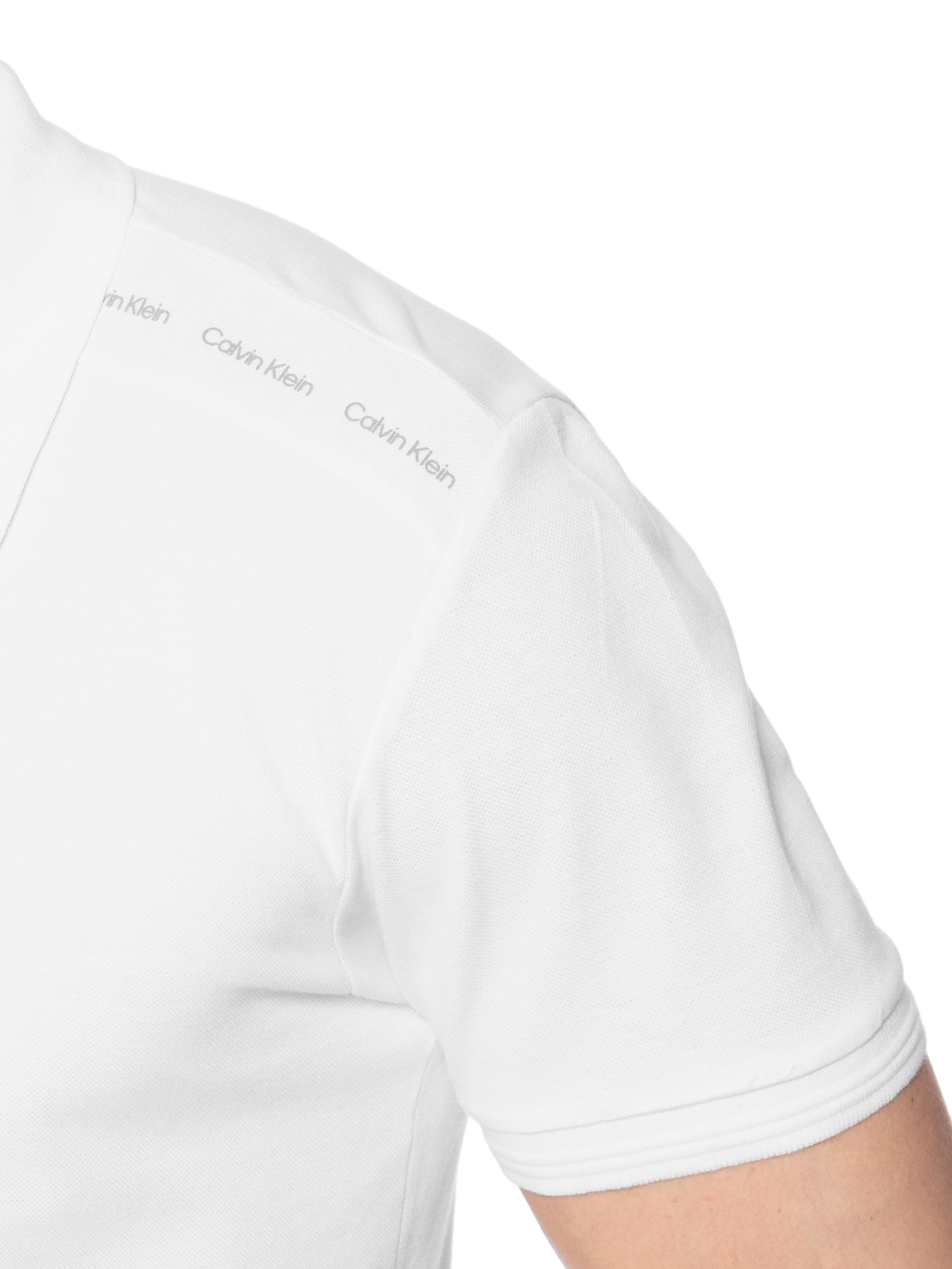 Polo Masculina Slim Recorte Logo Ombro Branco Calvin Klein - White Label