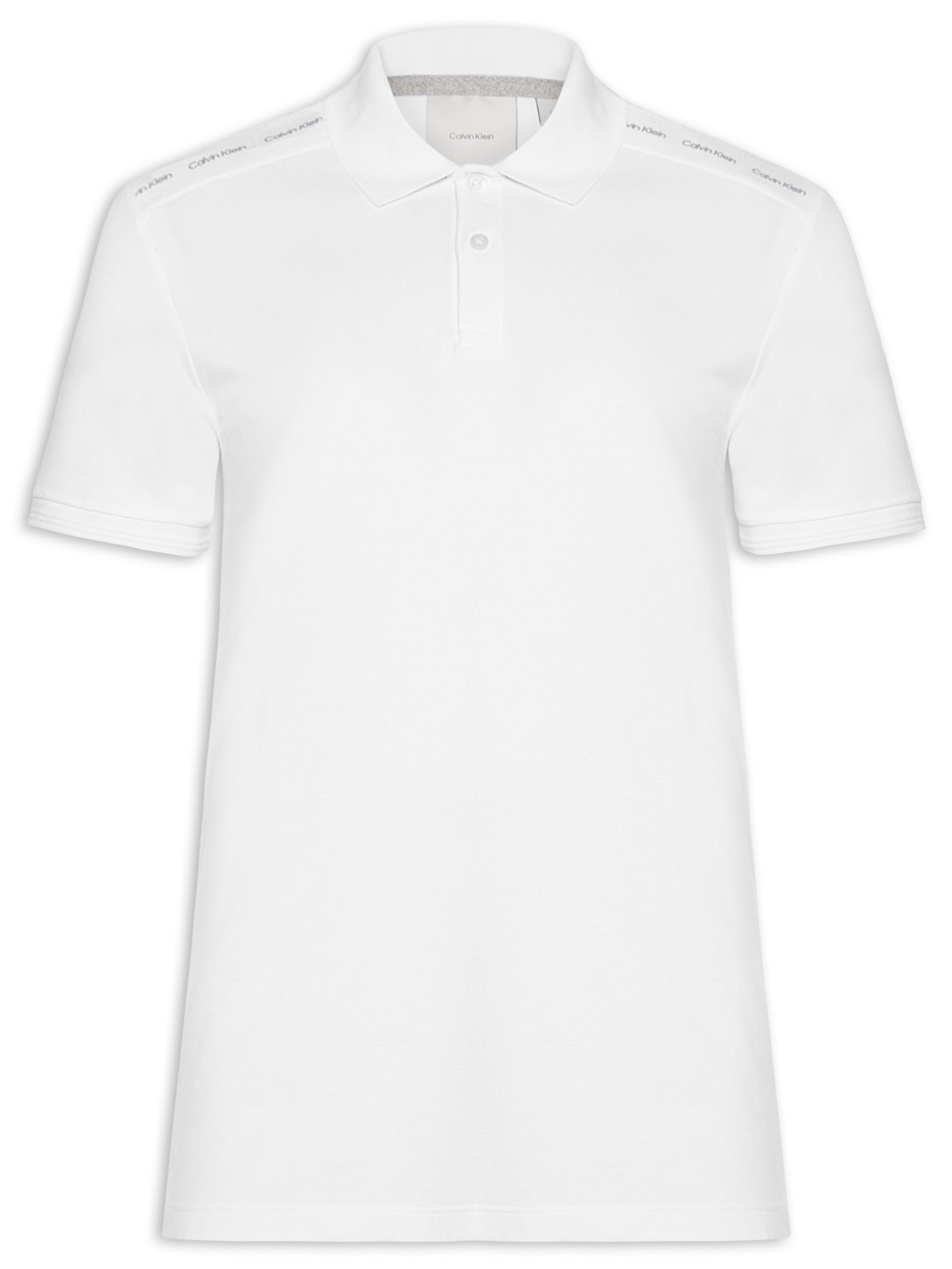 Polo Masculina Slim Recorte Logo Ombro Branco Calvin Klein - White Label