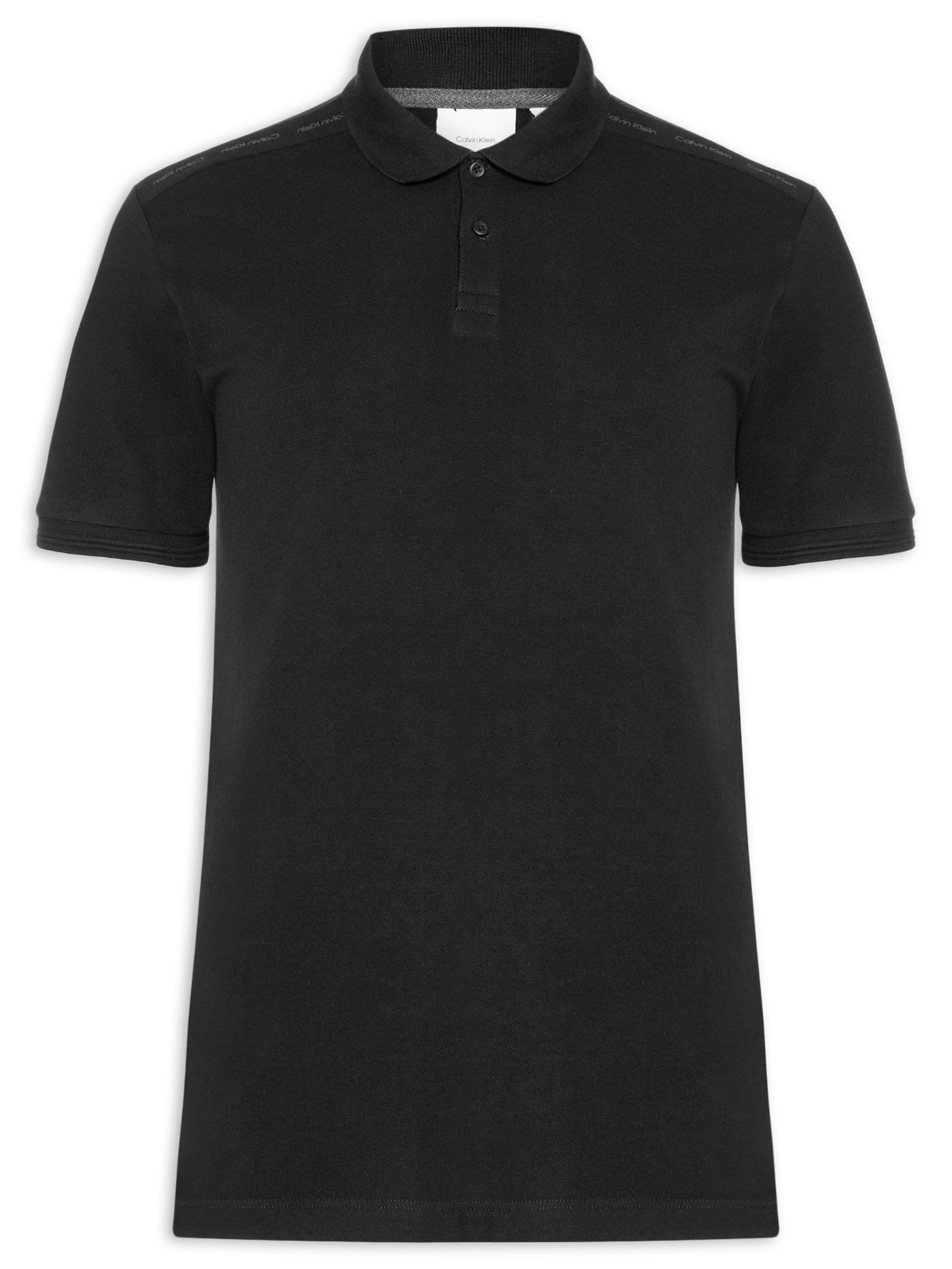 Polo Masculina Slim Recorte Logo Ombro – Preto Calvin Klein
