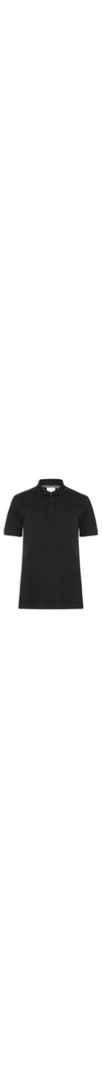 Polo Masculina Slim Recorte Logo Ombro – Preto