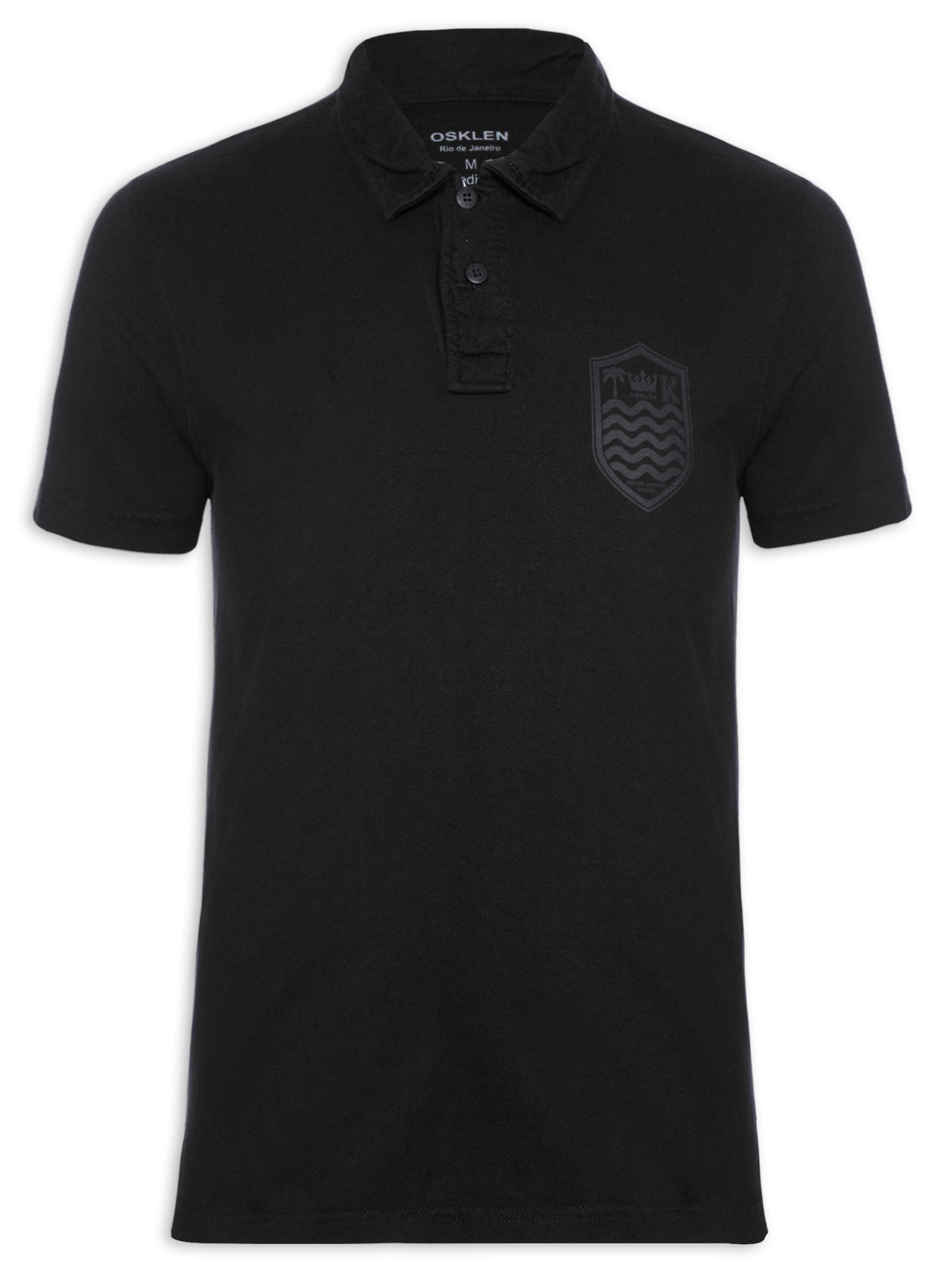Osklen - Polo Masculina Stone Manga Curta Colors - Preto