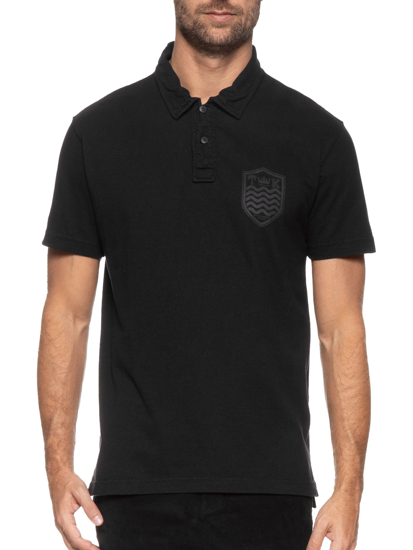 Polo Masculina Stone Manga Curta Colors Preto Osklen