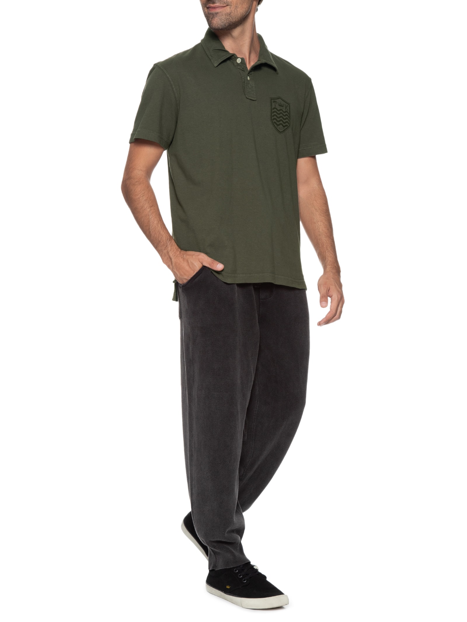 Polo Masculina Stone Manga Curta Colors Verde Osklen