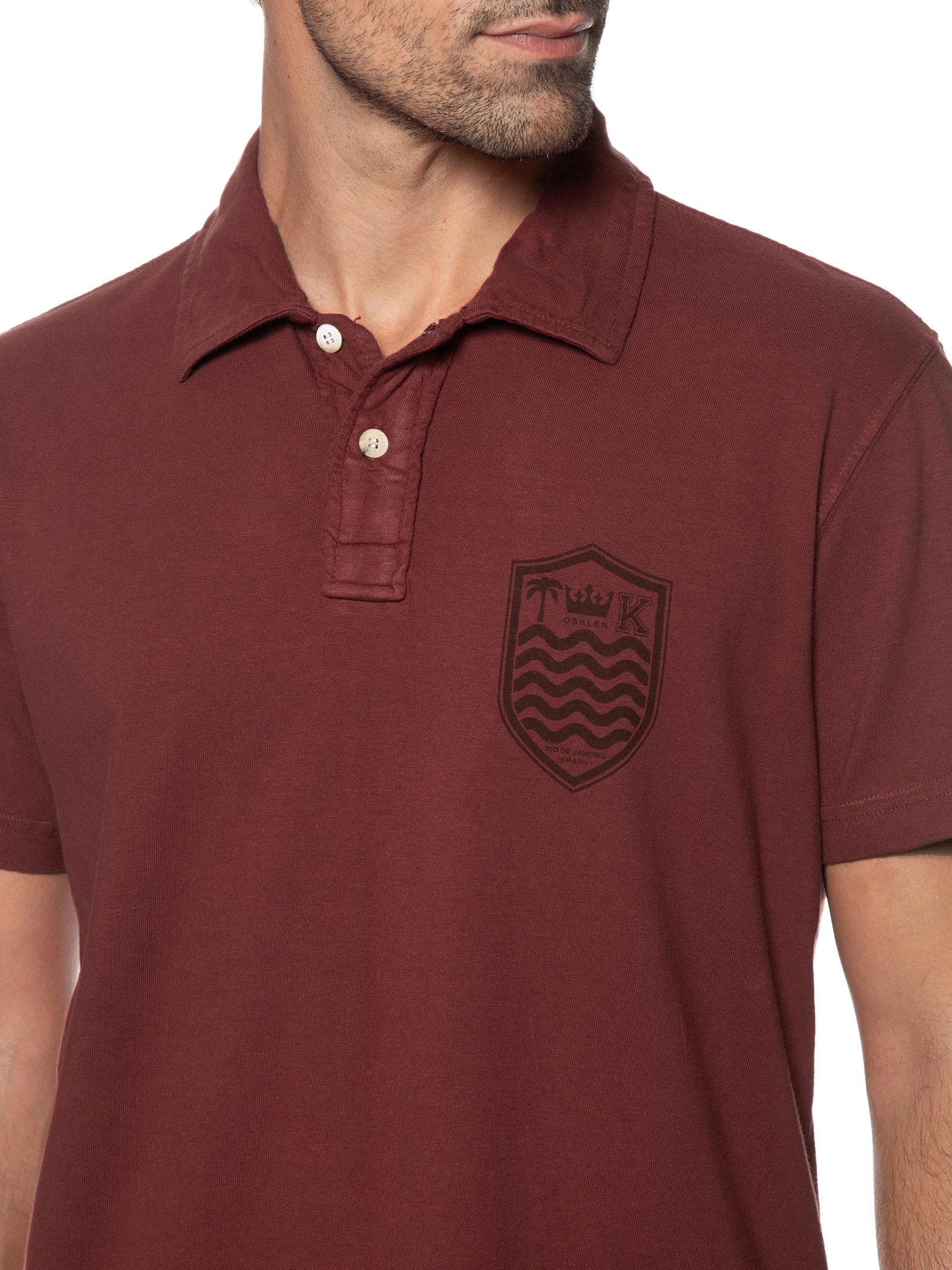 Polo Masculina Stone Manga Curta Colors Vermelho Osklen