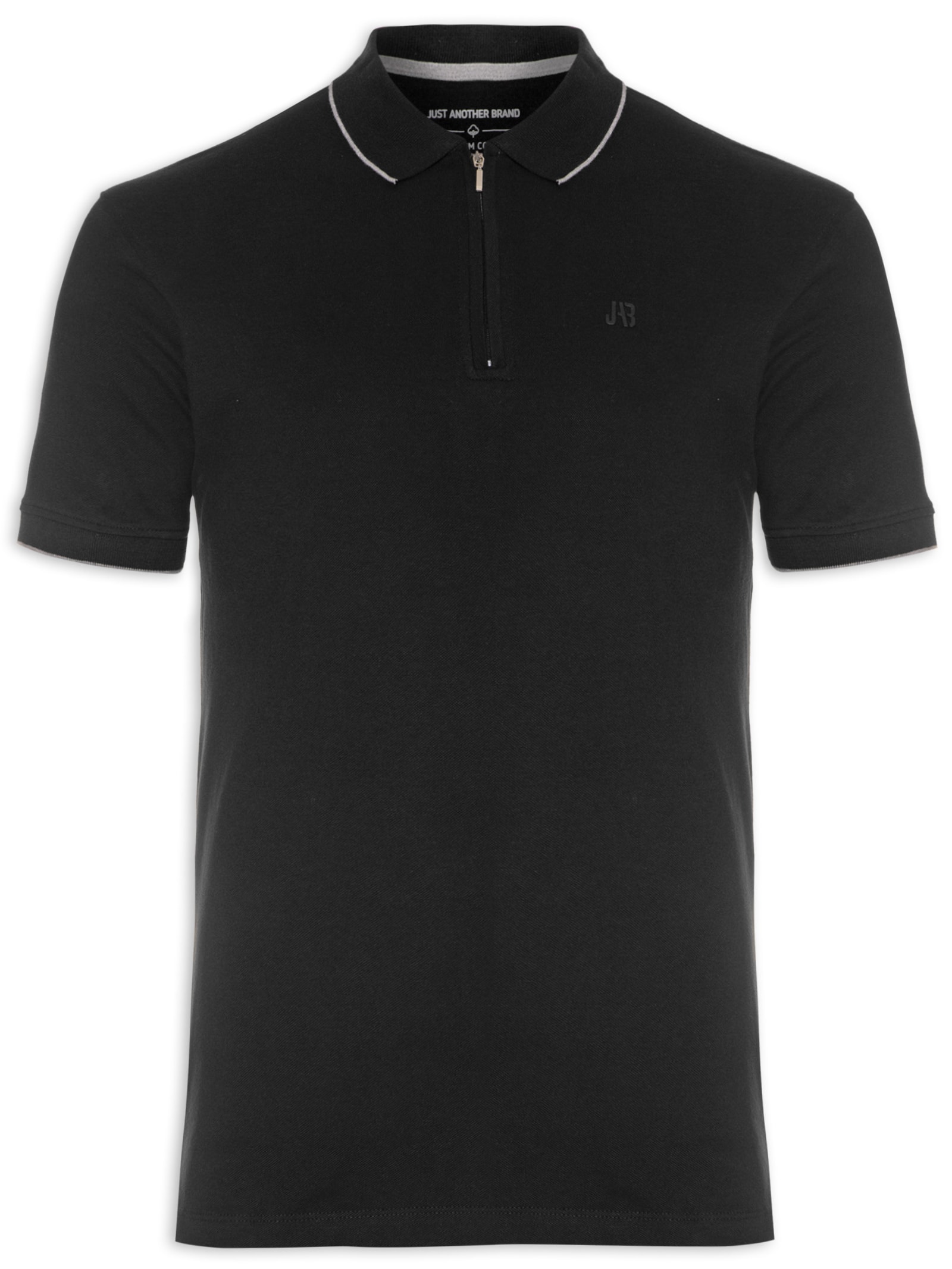 トップス trvo black hole polo Jab - Polo Masculina Stretch Com Zíper - Preto