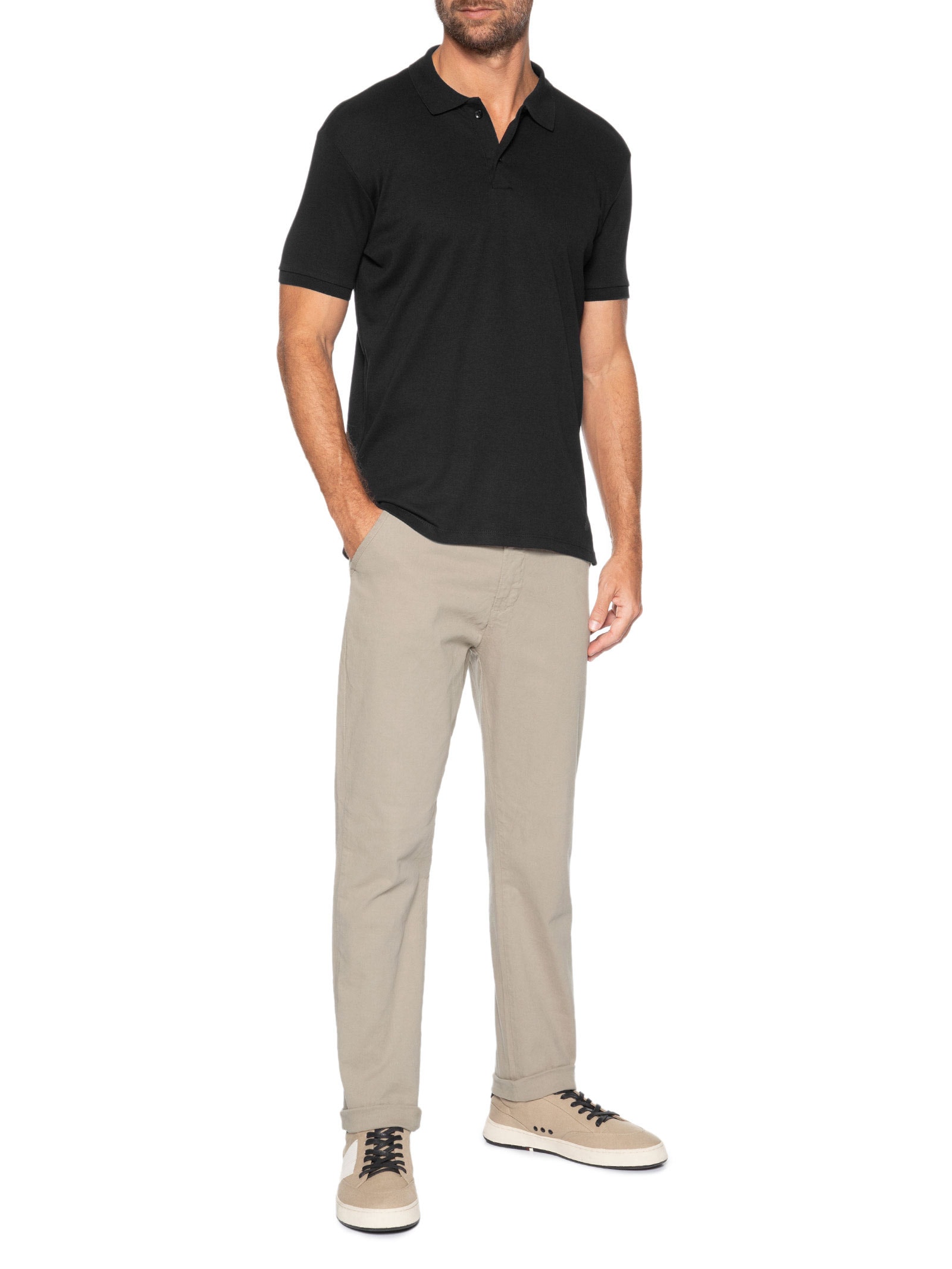 Polo Masculina Suedine Egípcio Preto Pineapple