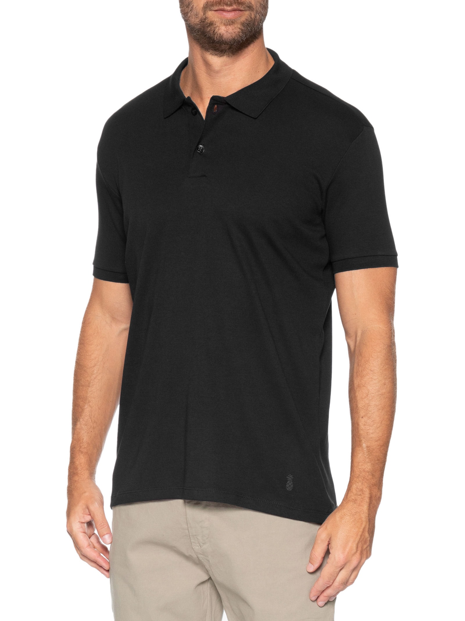 Polo Masculina Suedine Egípcio Preto Pineapple