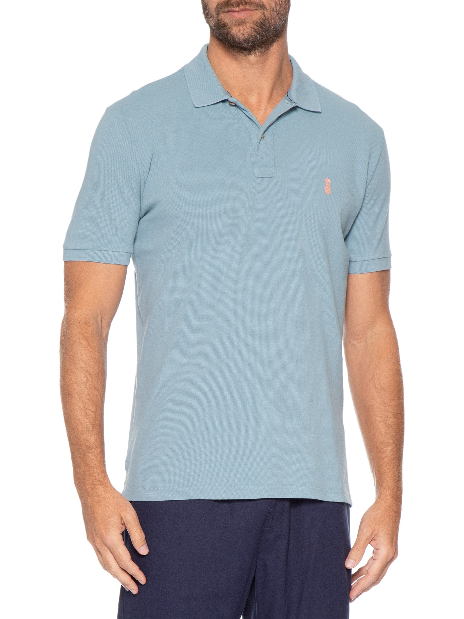Polo Masculina Summer Azul Claro Pineapple
