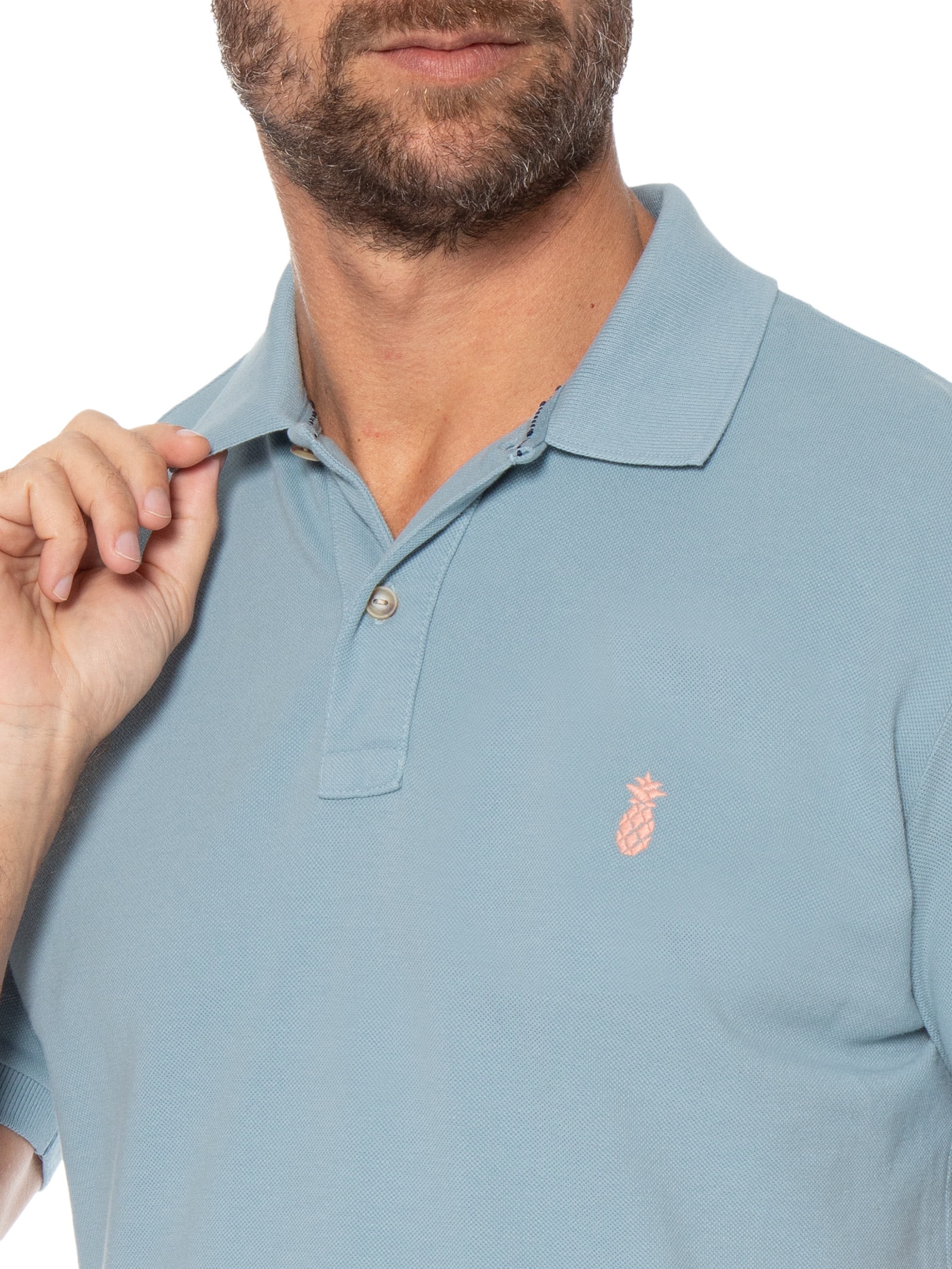Polo Masculina Summer Azul Claro Pineapple
